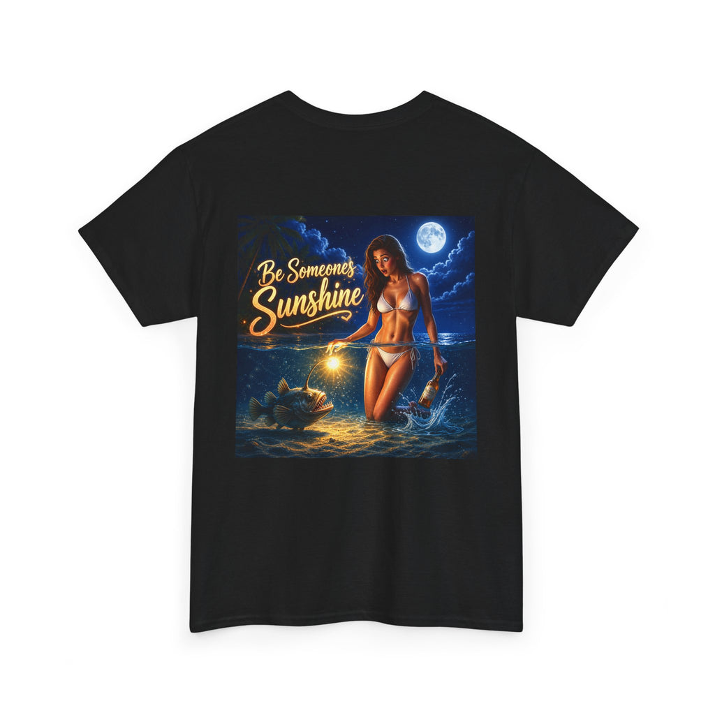 Funny Gift, Silly, Be the Sunshine - Angler Fish with Babe - Unisex Heavy Cotton Tee