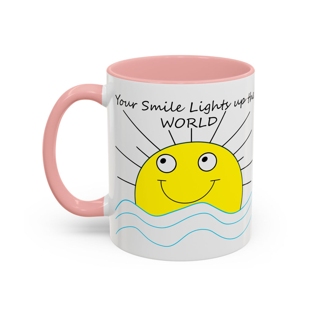 Your Smile Lights Up the World Coffee Mug, Positive Vibe, Sunshine, Happy thoughts, Smiling Sun