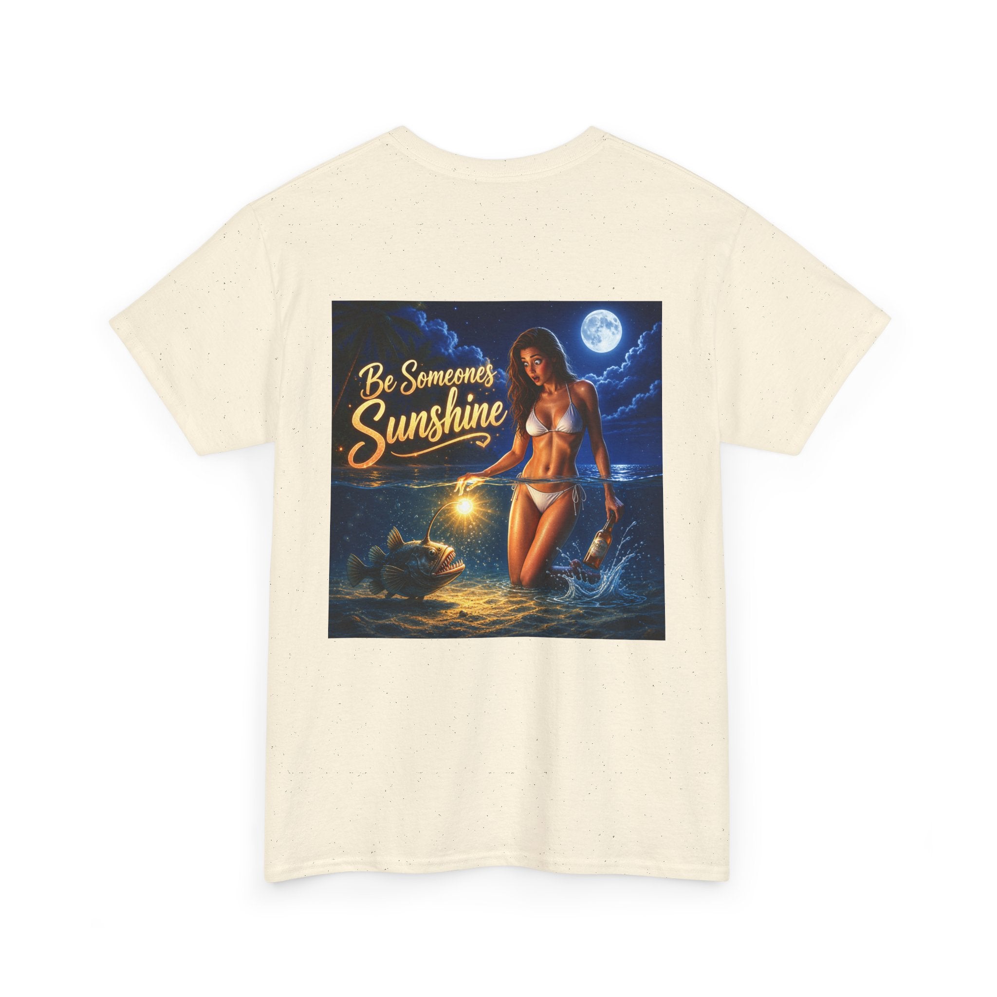 Funny Gift, Silly, Be the Sunshine - Angler Fish with Babe - Unisex Heavy Cotton Tee