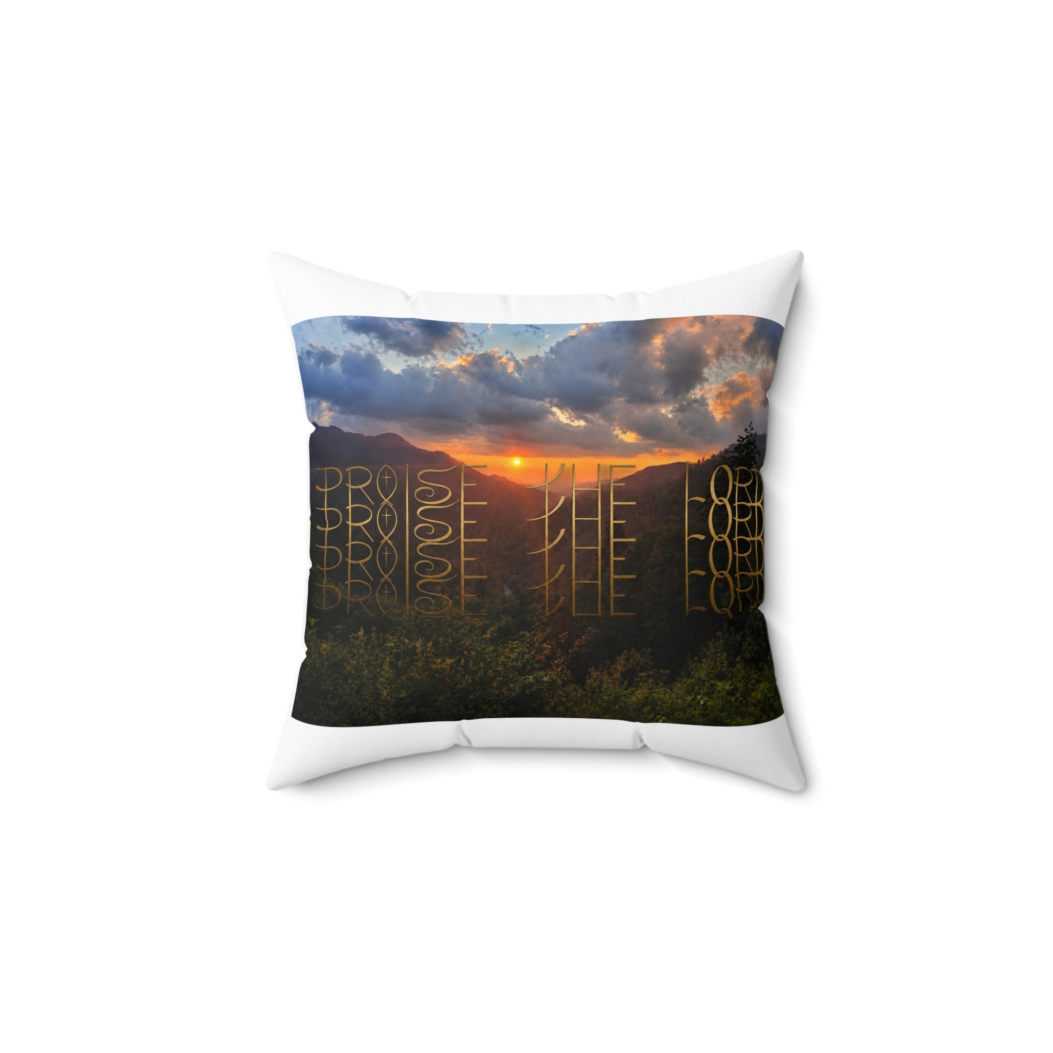 Sunset Mountain Landscape Pillow | Scenic Nature Photo Cushion