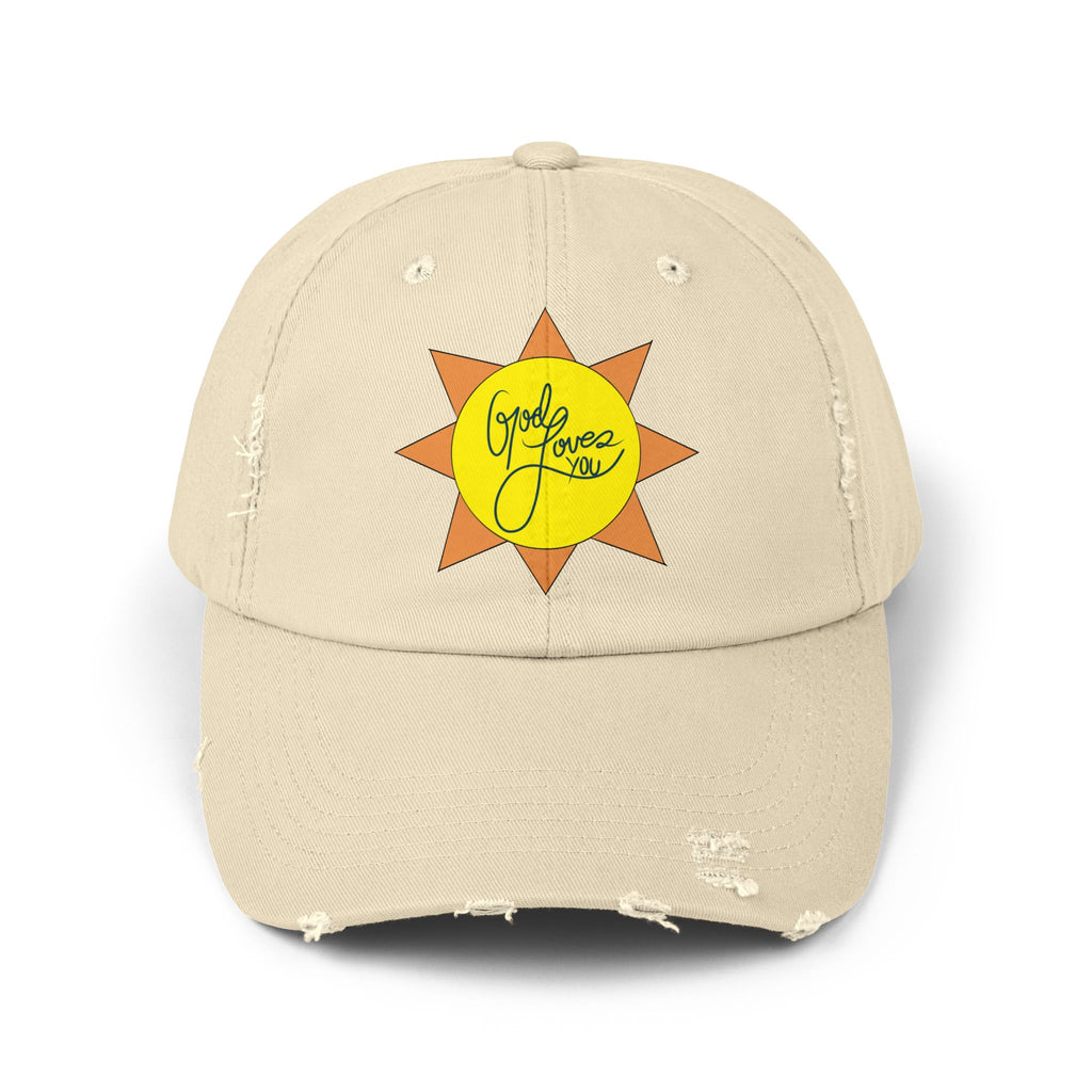 Christian, Religious, Faith gift, Positive Inspirational Good Vibes Sun Cap | Distressed Baseball Hat