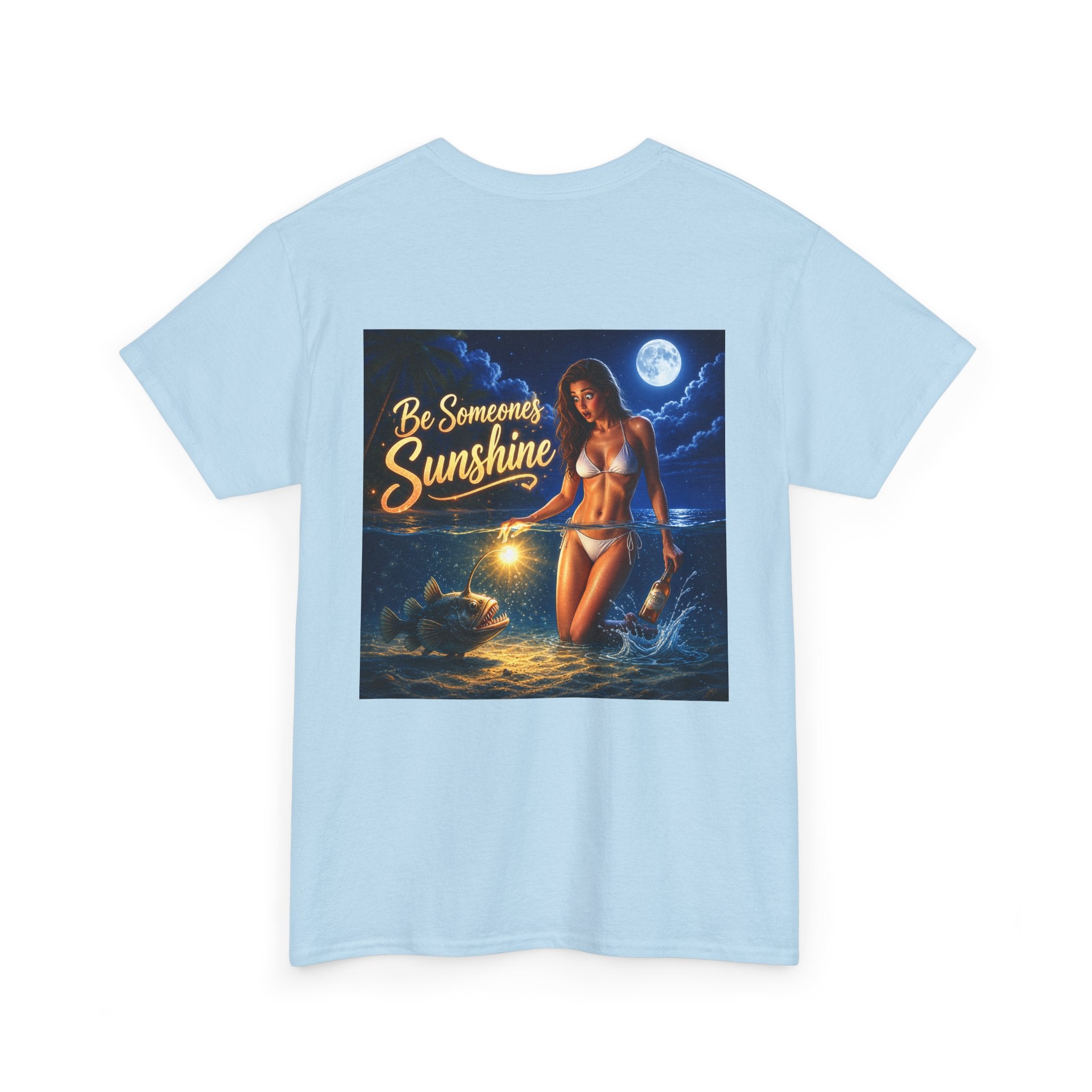 Funny Gift, Silly, Be the Sunshine - Angler Fish with Babe - Unisex Heavy Cotton Tee
