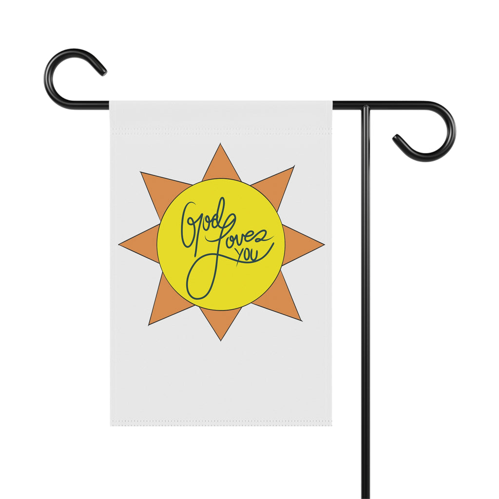Good Loves You Sun Illustration Garden Flag | House Banner