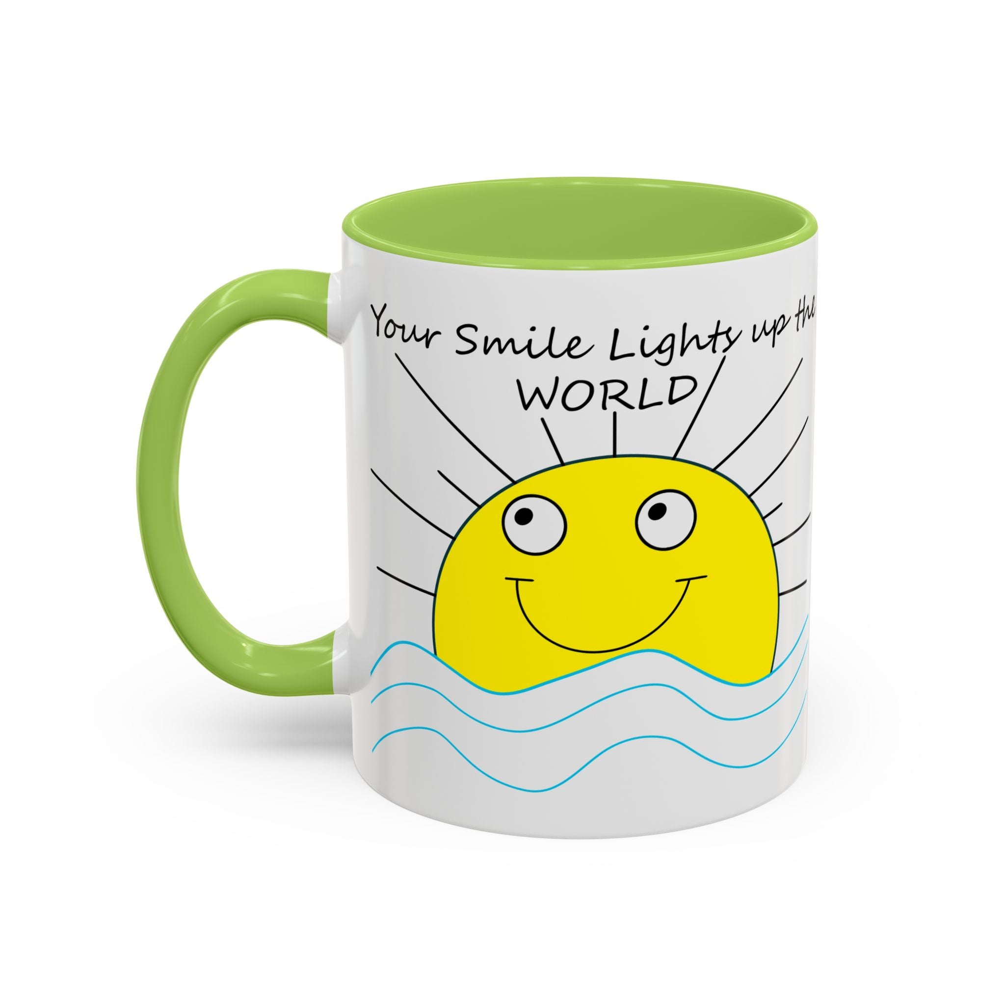 Your Smile Lights Up the World Coffee Mug, Positive Vibe, Sunshine, Happy thoughts, Smiling Sun