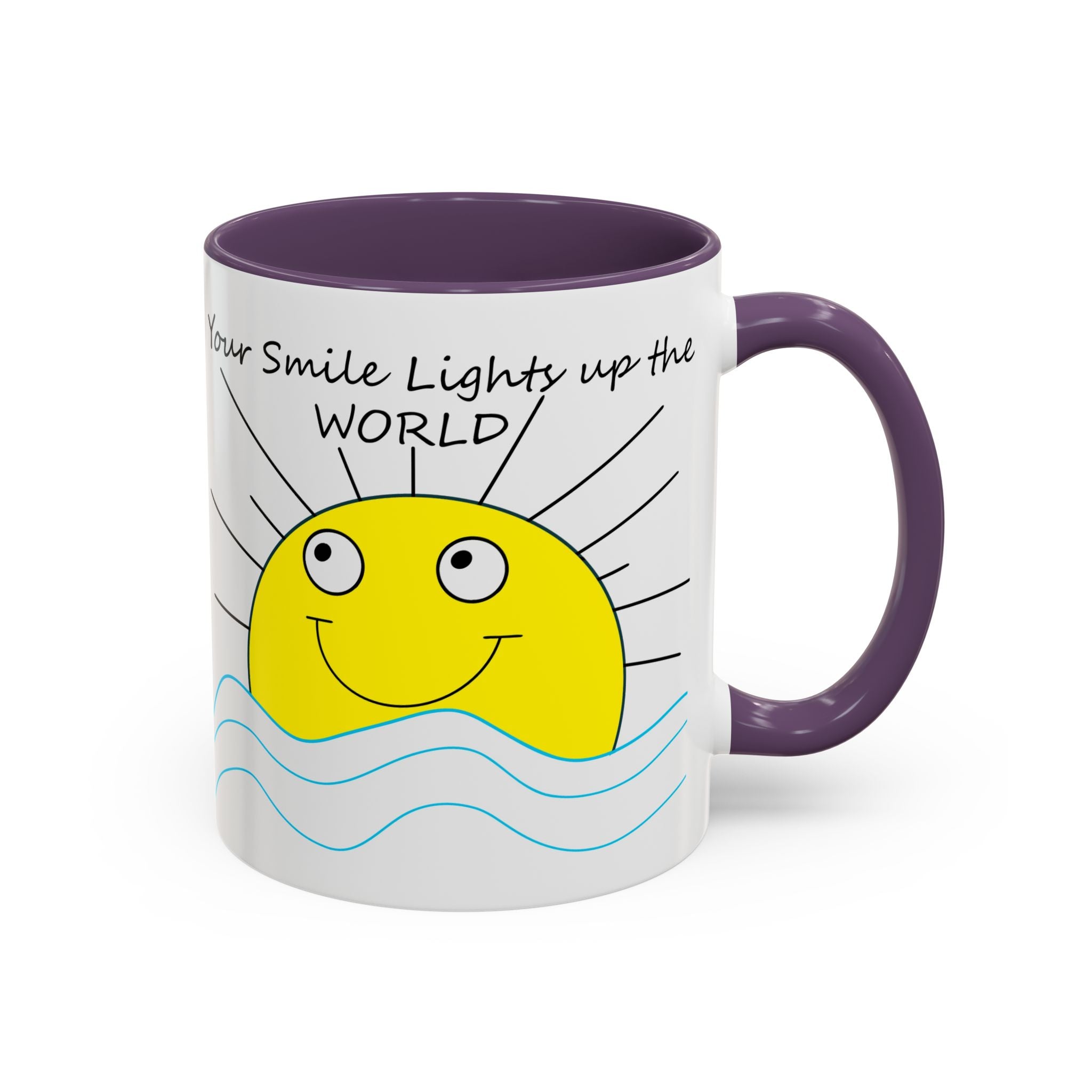 Your Smile Lights Up the World Coffee Mug, Positive Vibe, Sunshine, Happy thoughts, Smiling Sun