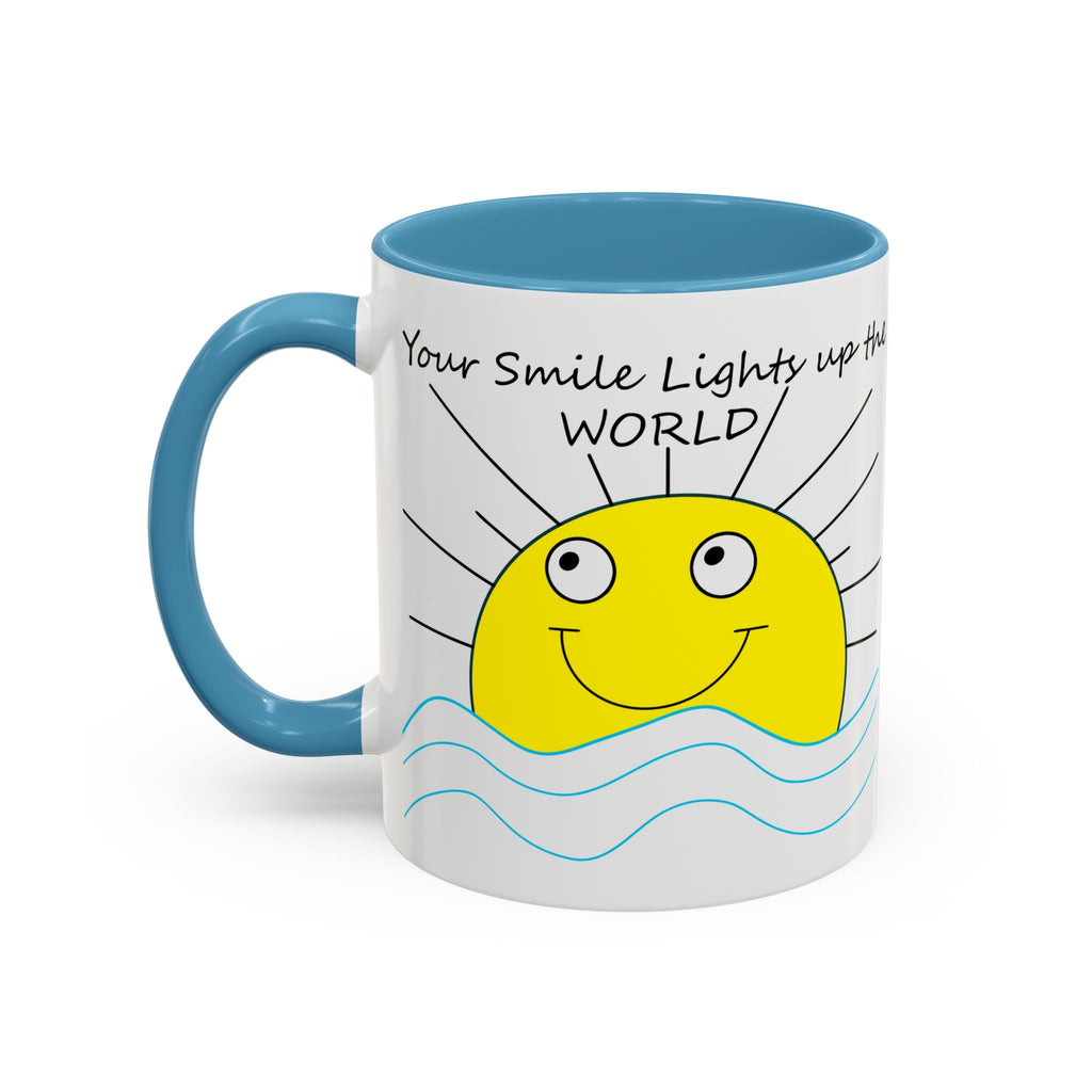 Your Smile Lights Up the World Coffee Mug, Positive Vibe, Sunshine, Happy thoughts, Smiling Sun