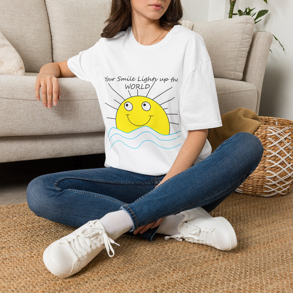 Smiling Sun 'Your Smile Lights Up the World' T-Shirt | Cute Sunshine Graphic