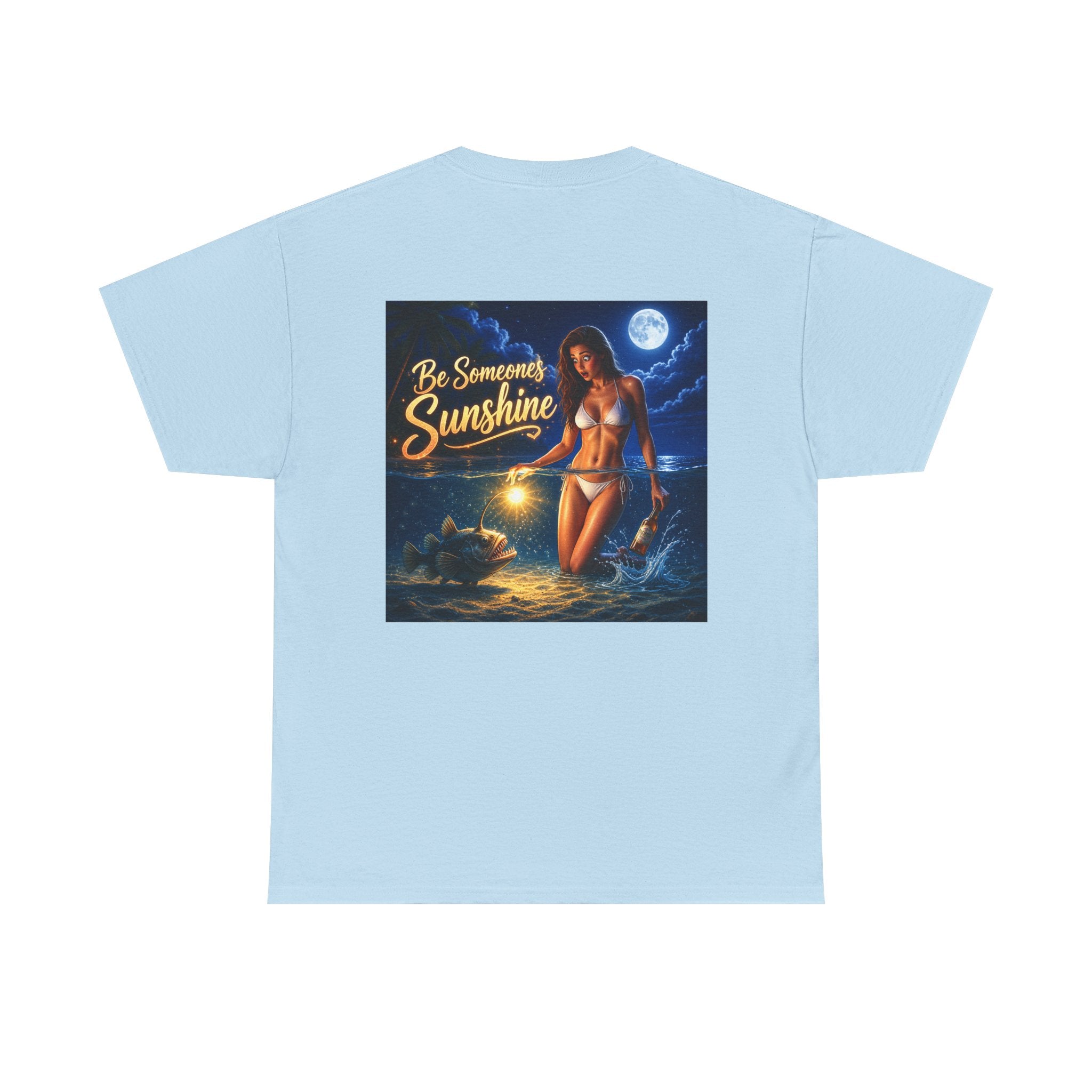 Funny Gift, Silly, Be the Sunshine - Angler Fish with Babe - Unisex Heavy Cotton Tee