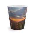 Sunset Mountain Landscape Latte Mug | Hand-drawn Gold Rune Pattern