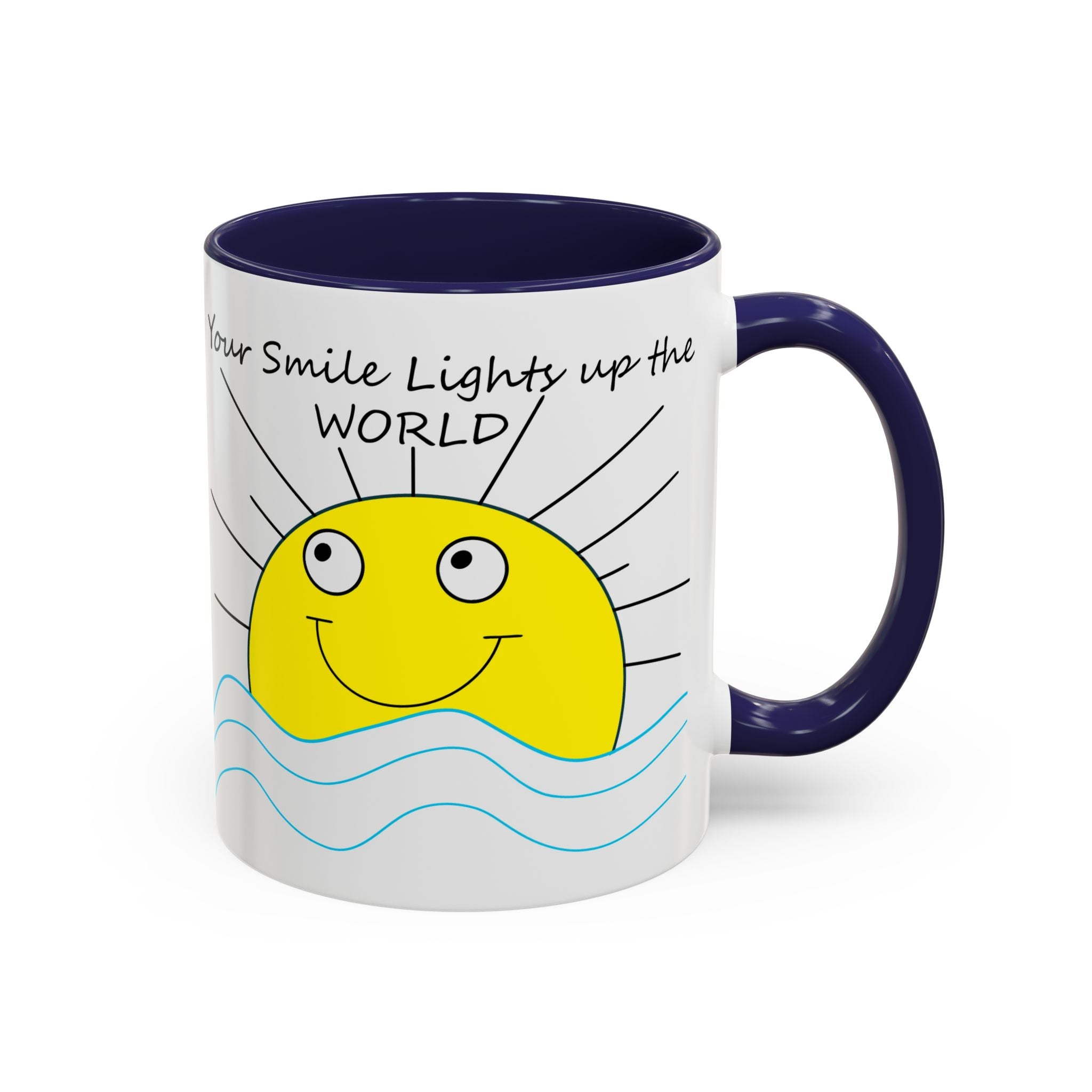 Your Smile Lights Up the World Coffee Mug, Positive Vibe, Sunshine, Happy thoughts, Smiling Sun