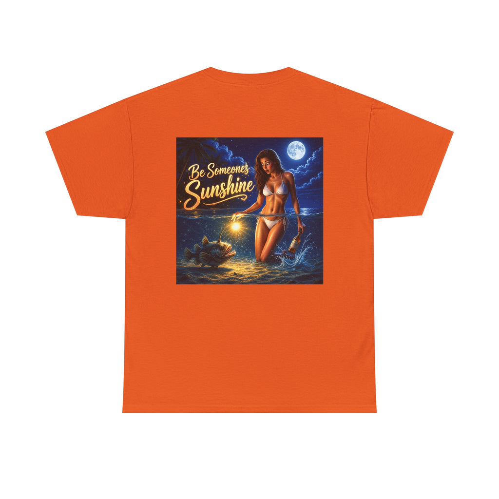 Funny Gift, Silly, Be the Sunshine - Angler Fish with Babe - Unisex Heavy Cotton Tee