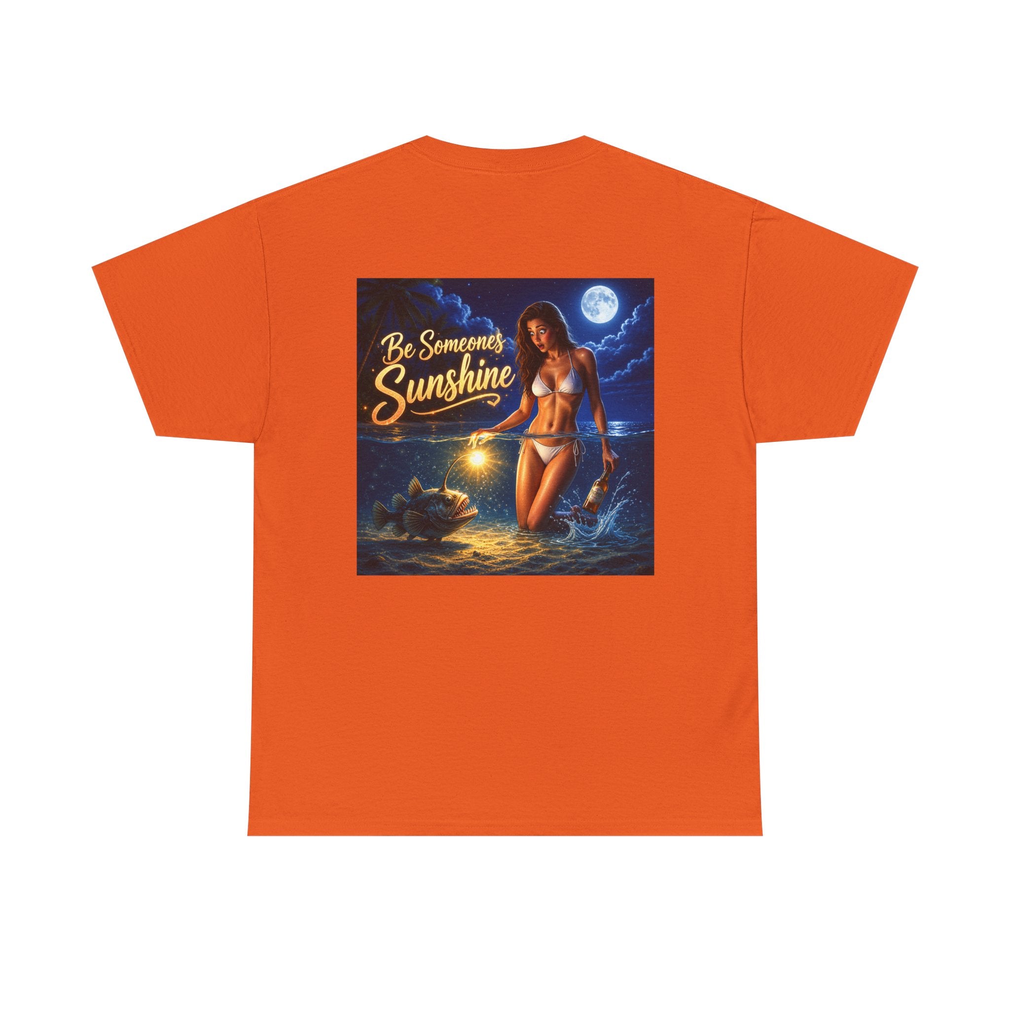 Funny Gift, Silly, Be the Sunshine - Angler Fish with Babe - Unisex Heavy Cotton Tee