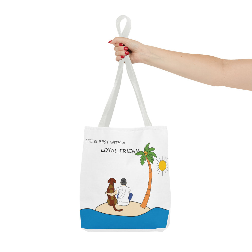 Life Is Best With A Loyal Friend Tote Bag | Dog Lover Beach Illustration