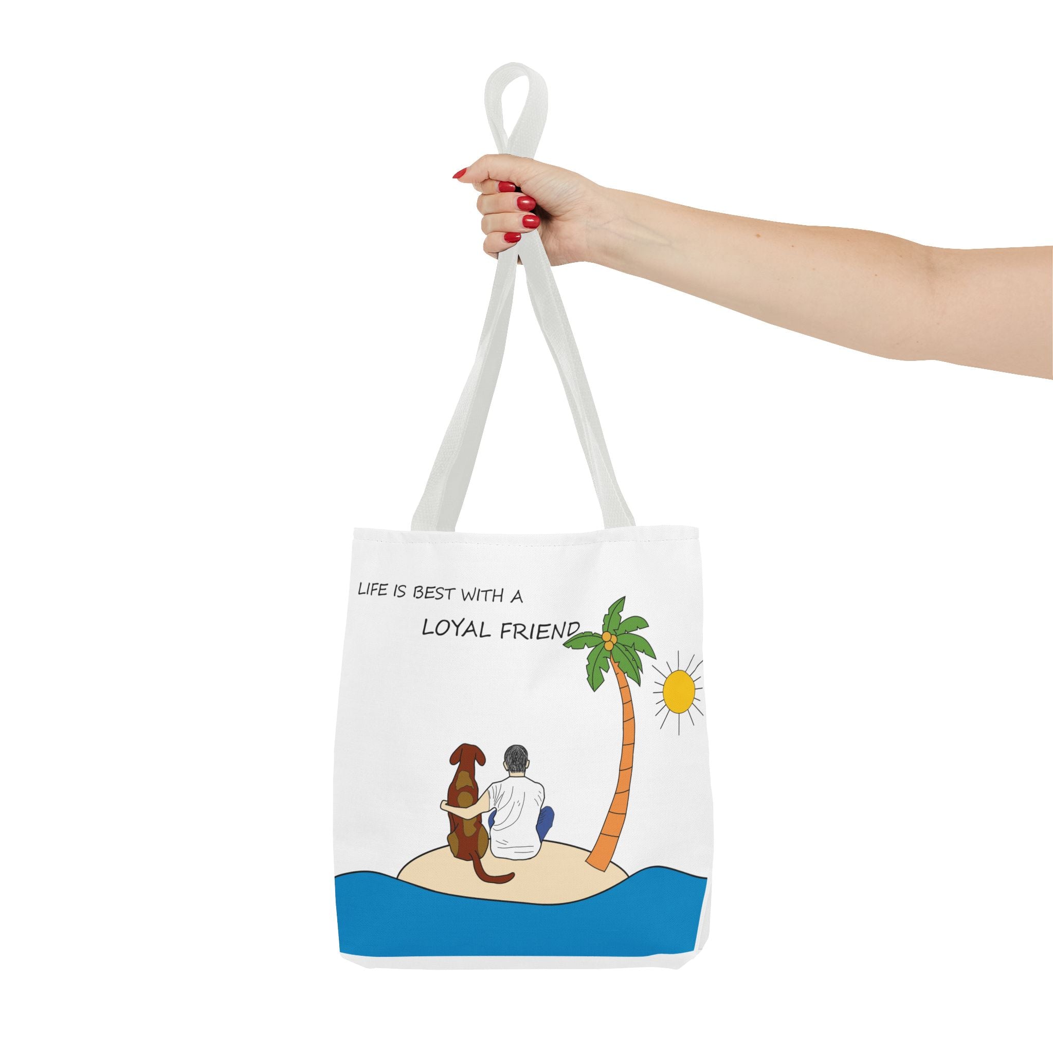 Life Is Best With A Loyal Friend Tote Bag | Dog Lover Beach Illustration