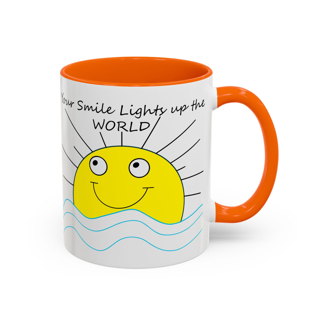 Your Smile Lights Up the World Coffee Mug, Positive Vibe, Sunshine, Happy thoughts, Smiling Sun