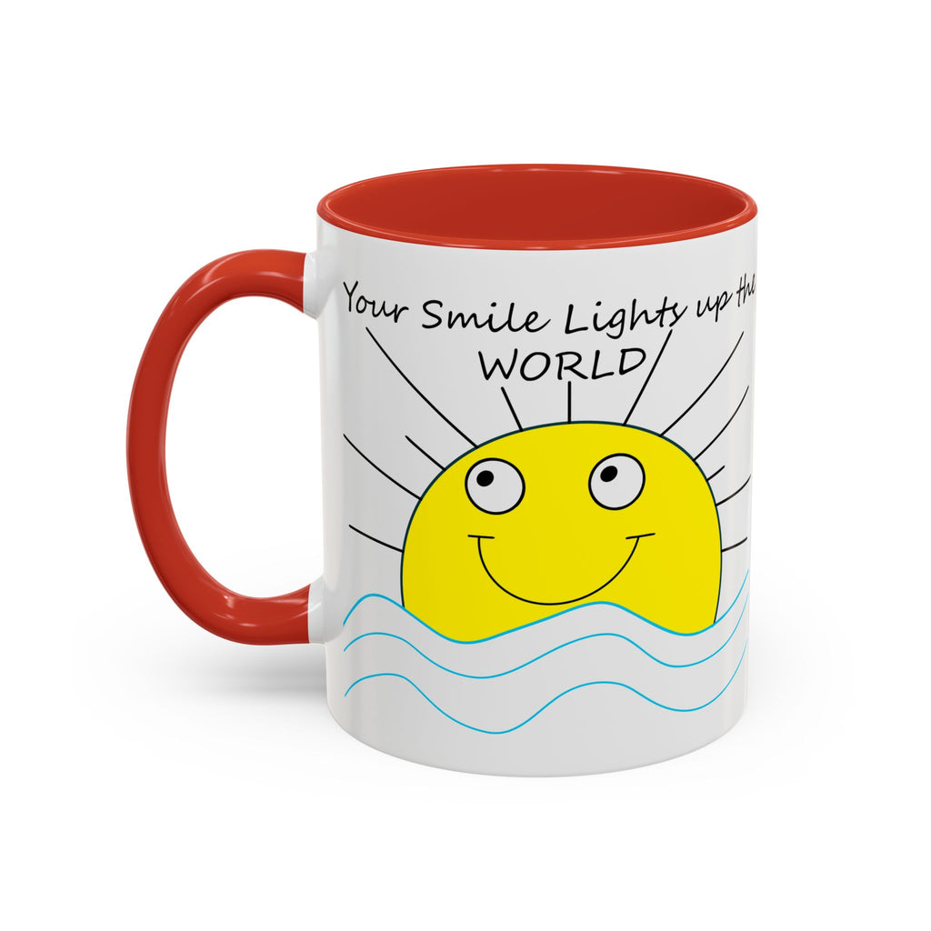Your Smile Lights Up the World Coffee Mug, Positive Vibe, Sunshine, Happy thoughts, Smiling Sun