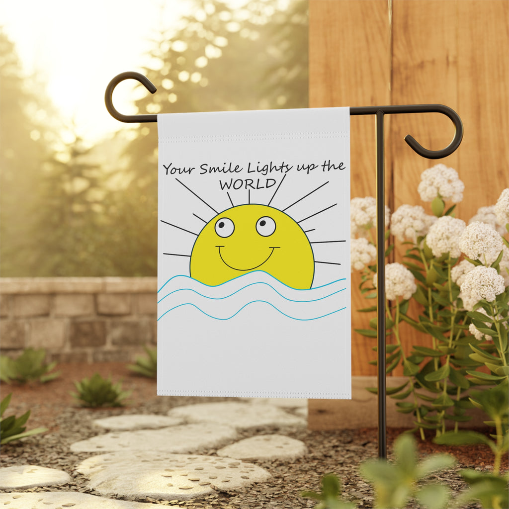 Smiling Sun Over Waves Garden Banner | Your Smile Lights Up the World