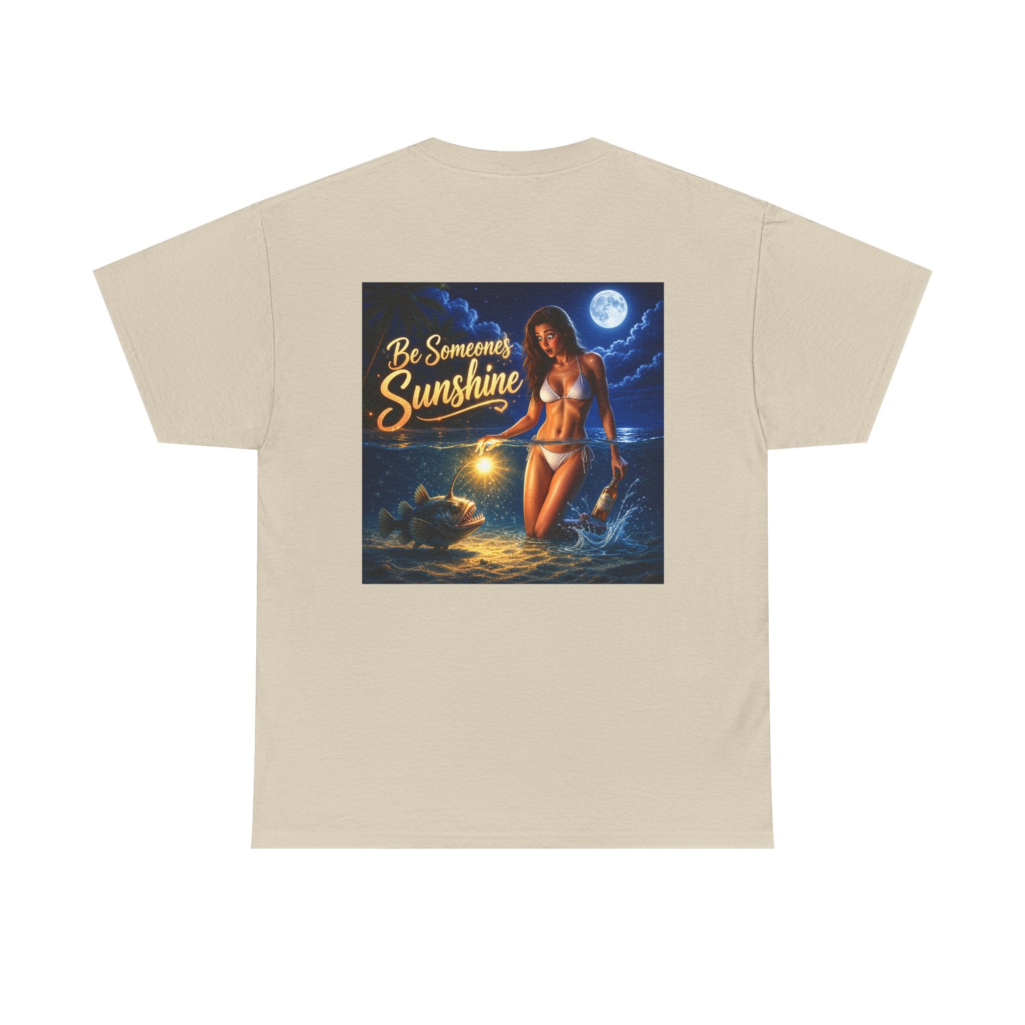 Funny Gift, Silly, Be the Sunshine - Angler Fish with Babe - Unisex Heavy Cotton Tee