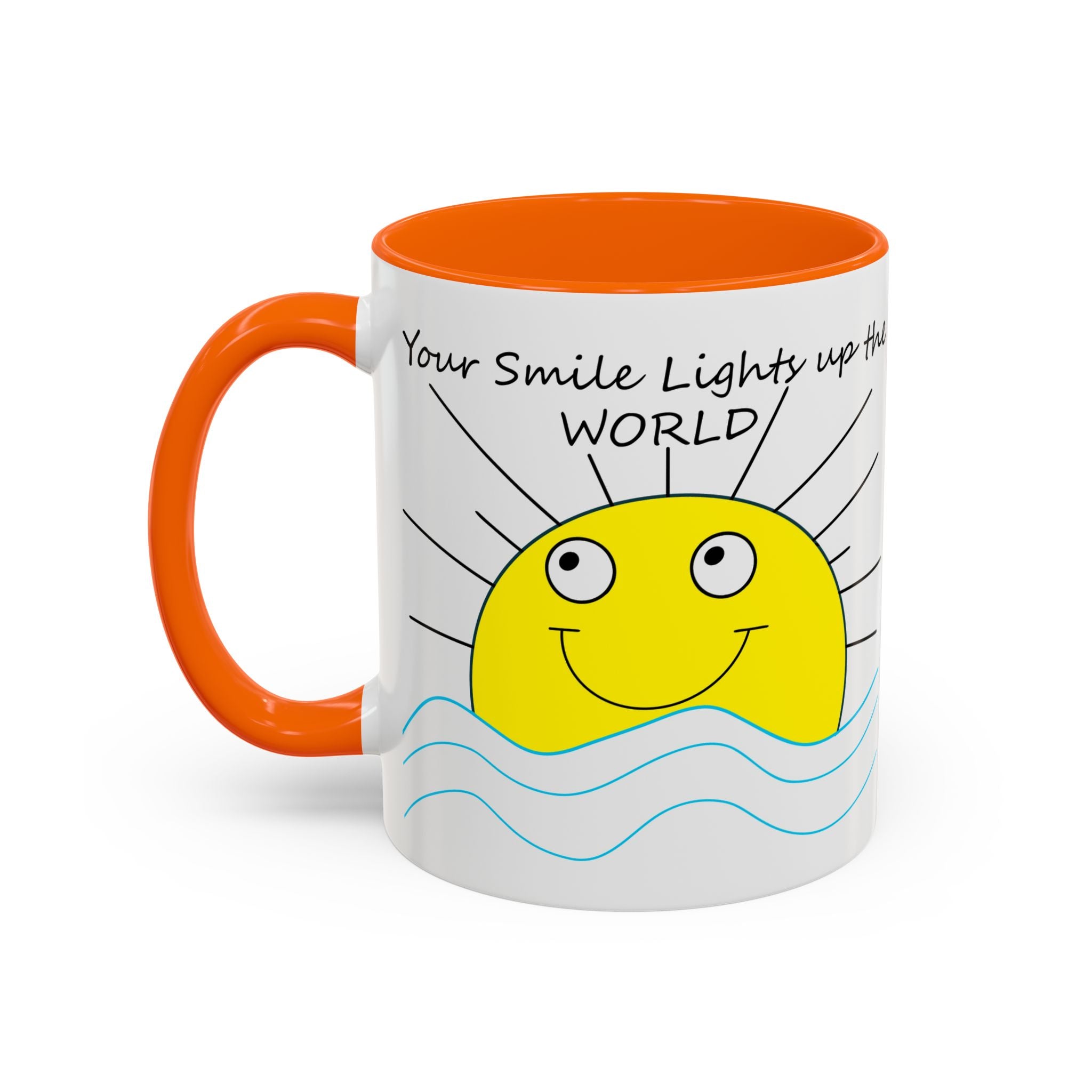 Your Smile Lights Up the World Coffee Mug, Positive Vibe, Sunshine, Happy thoughts, Smiling Sun