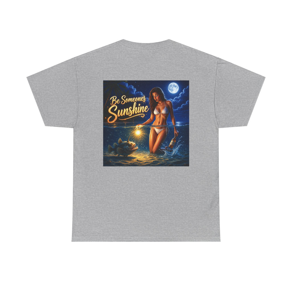 Funny Gift, Silly, Be the Sunshine - Angler Fish with Babe - Unisex Heavy Cotton Tee