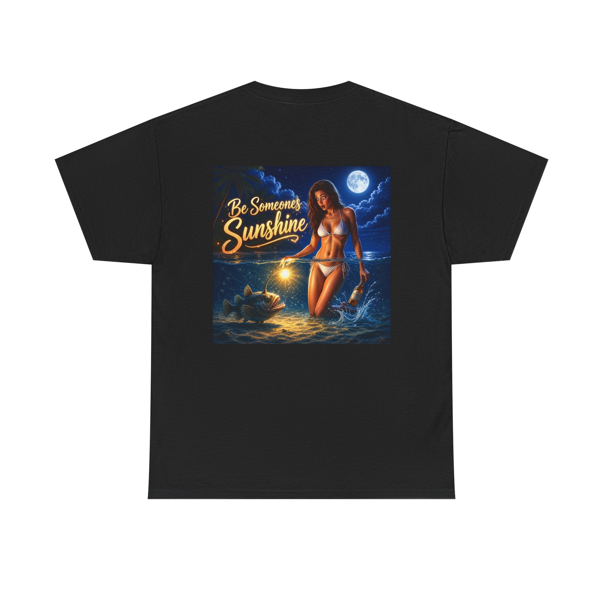 Funny Gift, Silly, Be the Sunshine - Angler Fish with Babe - Unisex Heavy Cotton Tee