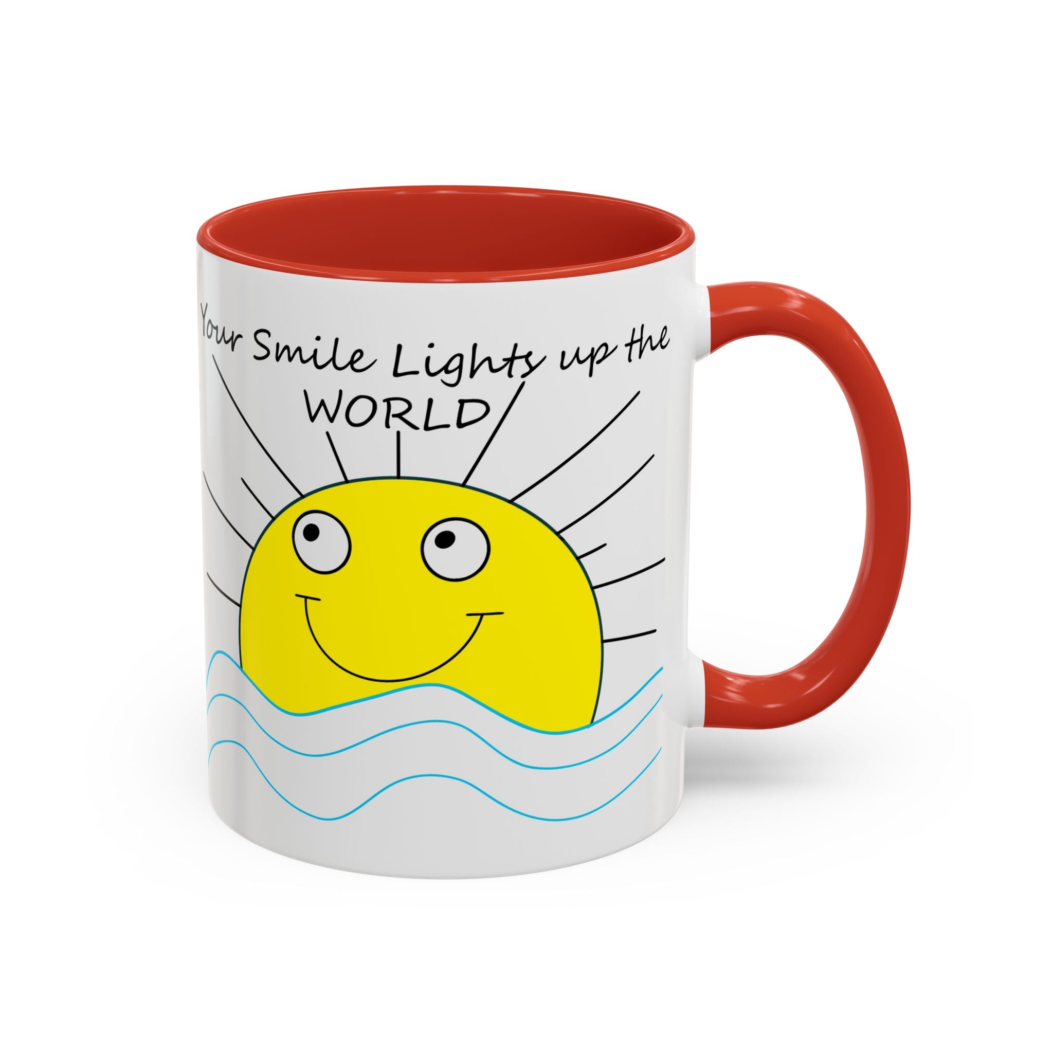 Your Smile Lights Up the World Coffee Mug, Positive Vibe, Sunshine, Happy thoughts, Smiling Sun