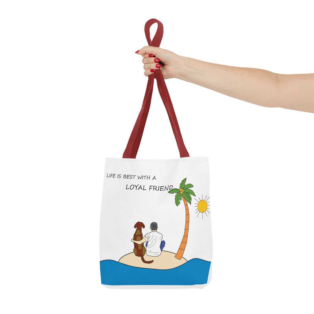 Life Is Best With A Loyal Friend Tote Bag | Dog Lover Beach Illustration
