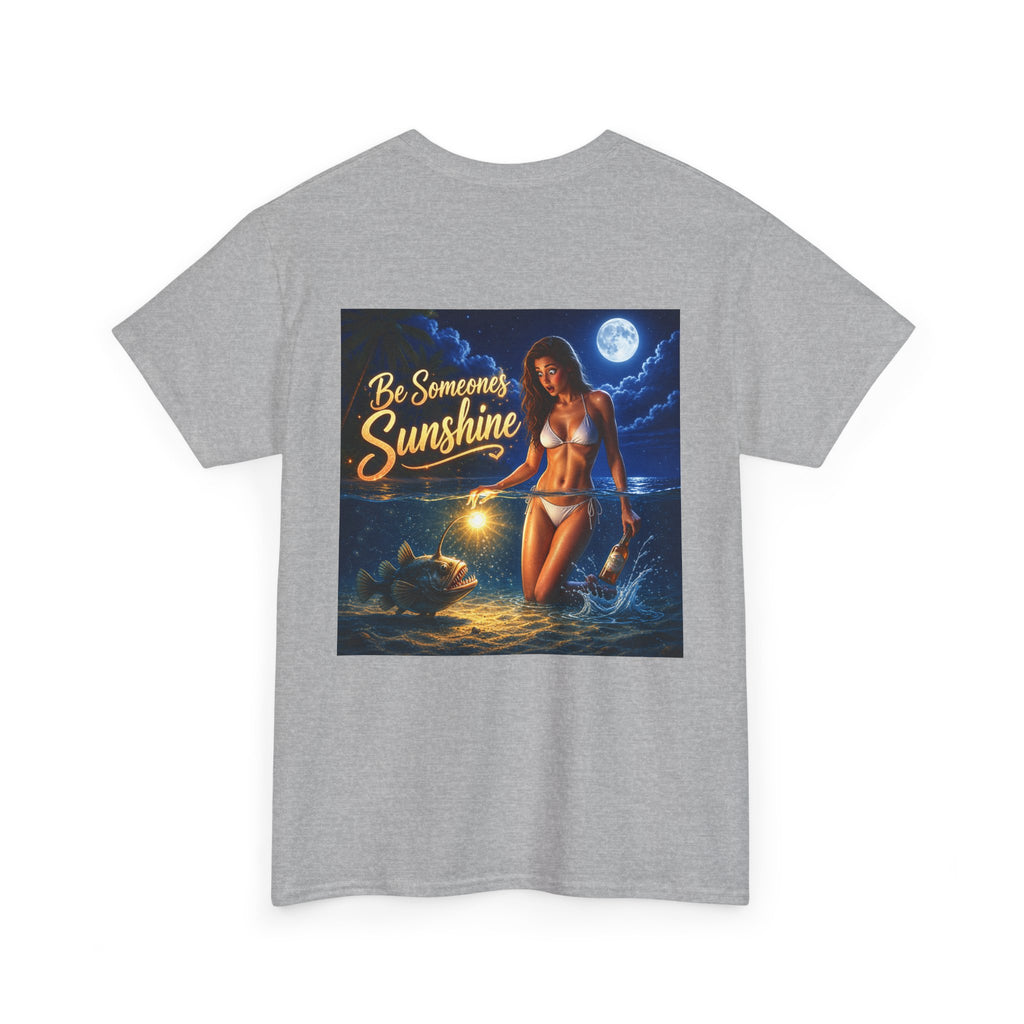 Funny Gift, Silly, Be the Sunshine - Angler Fish with Babe - Unisex Heavy Cotton Tee