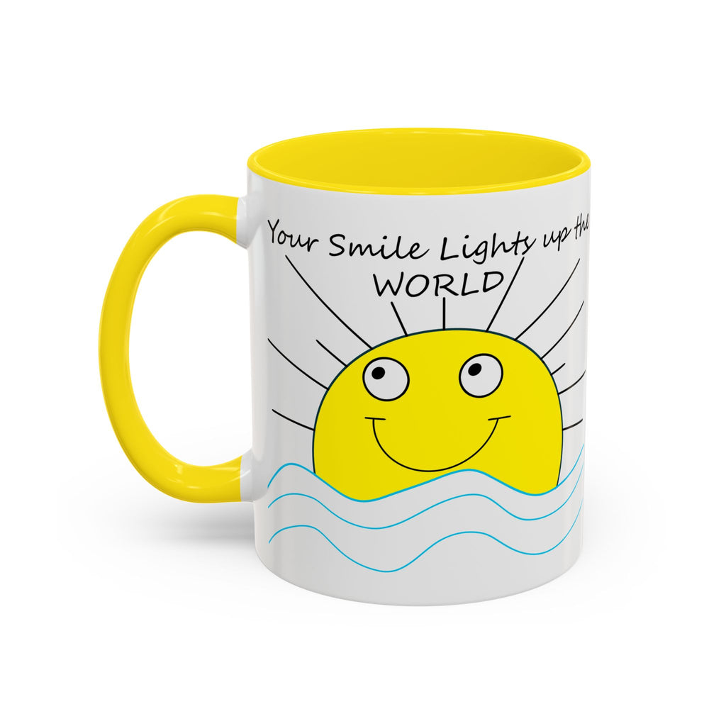 Your Smile Lights Up the World Coffee Mug, Positive Vibe, Sunshine, Happy thoughts, Smiling Sun
