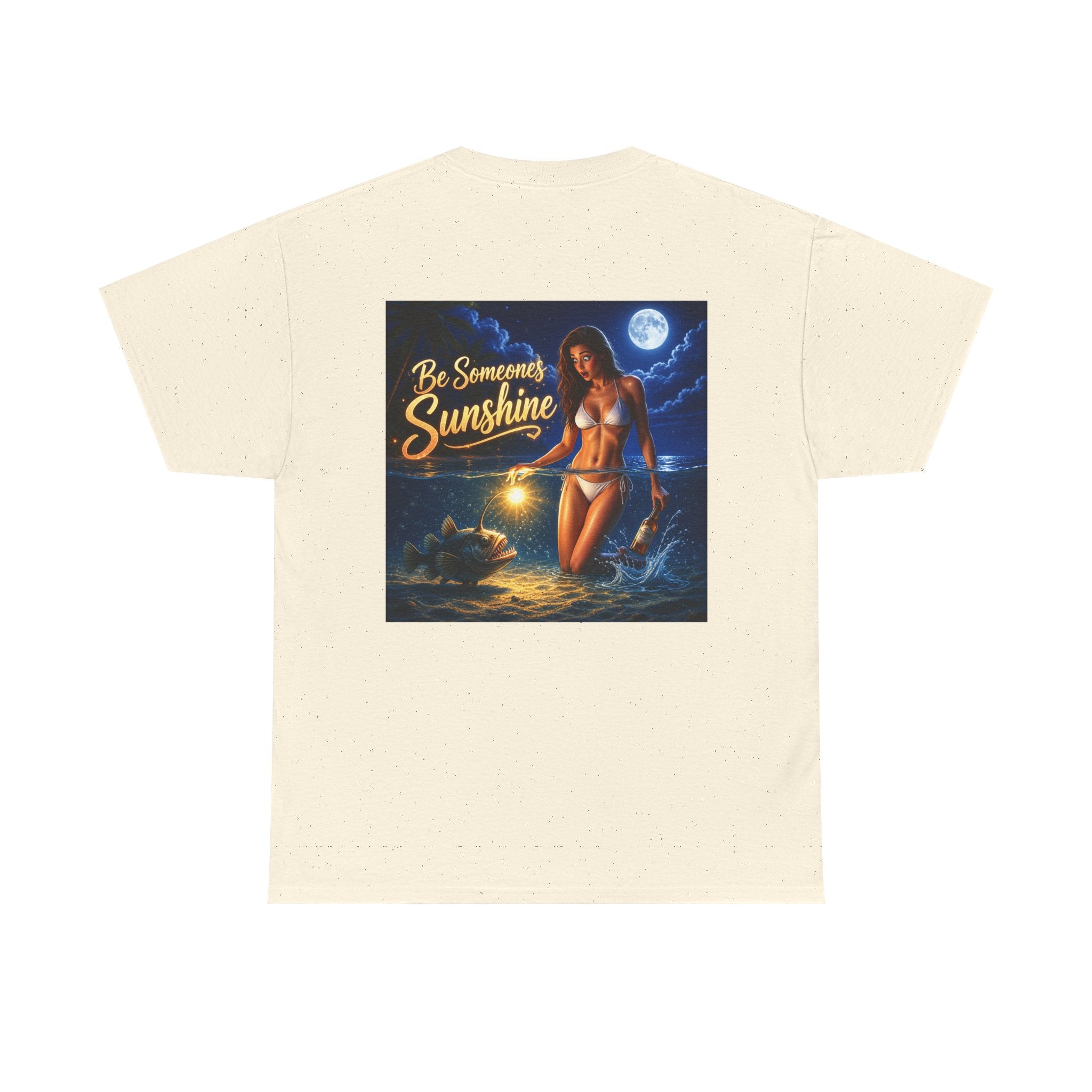 Funny Gift, Silly, Be the Sunshine - Angler Fish with Babe - Unisex Heavy Cotton Tee