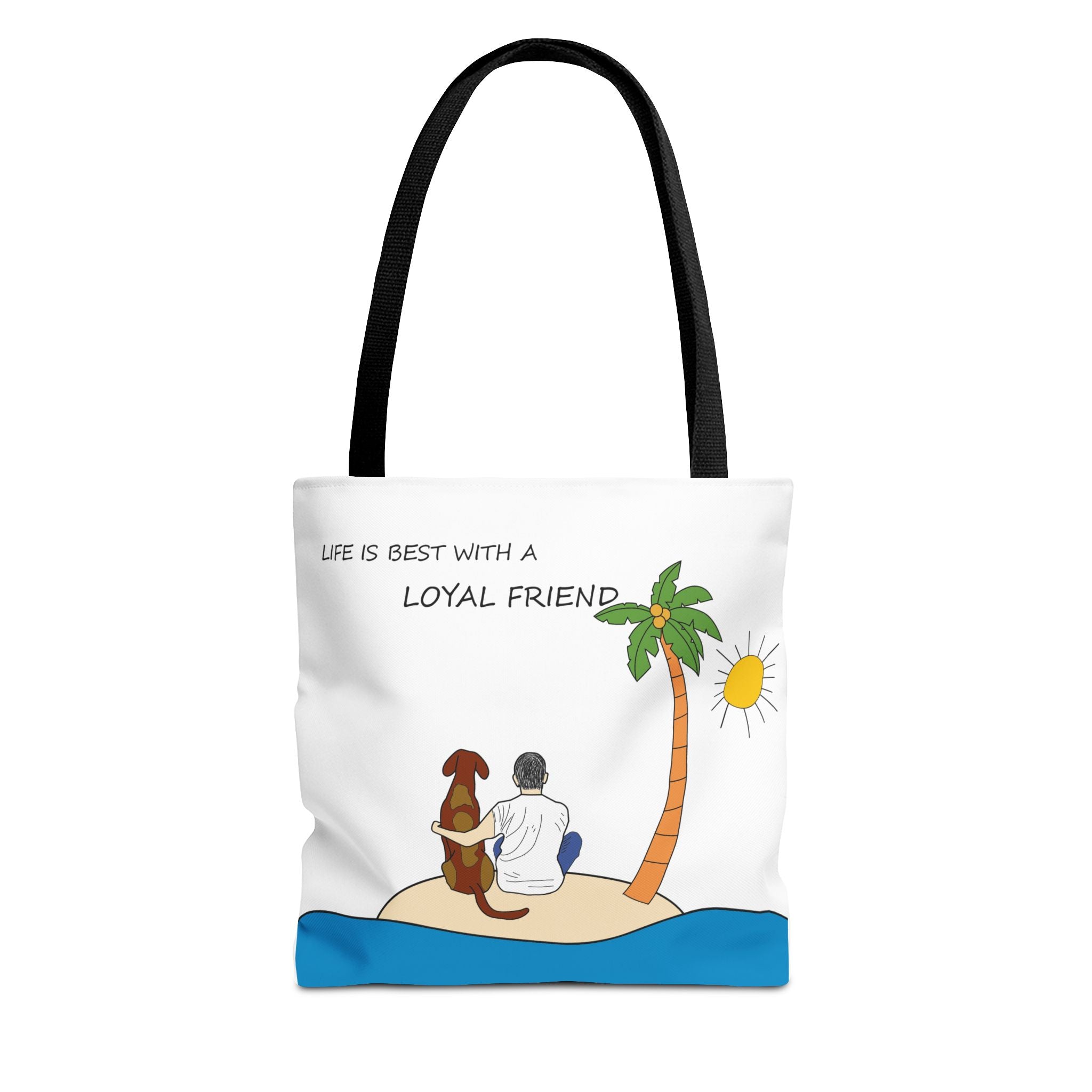 Life Is Best With A Loyal Friend Tote Bag | Dog Lover Beach Illustration