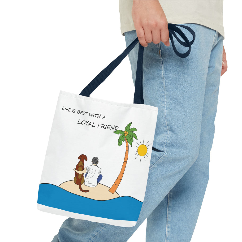 Life Is Best With A Loyal Friend Tote Bag | Dog Lover Beach Illustration