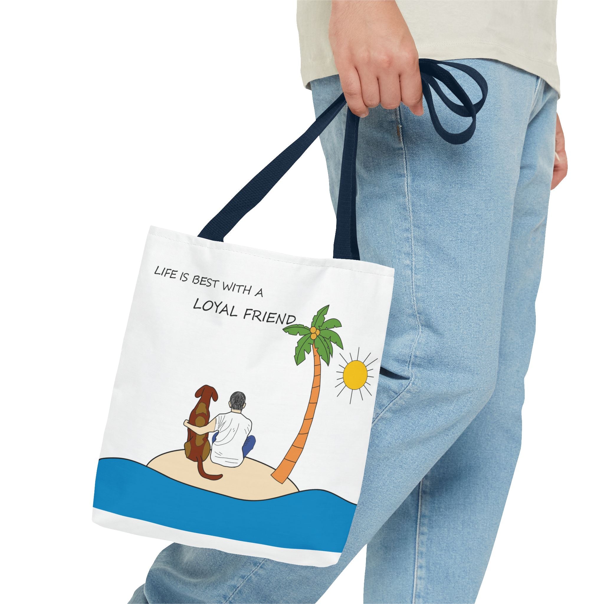 Life Is Best With A Loyal Friend Tote Bag | Dog Lover Beach Illustration