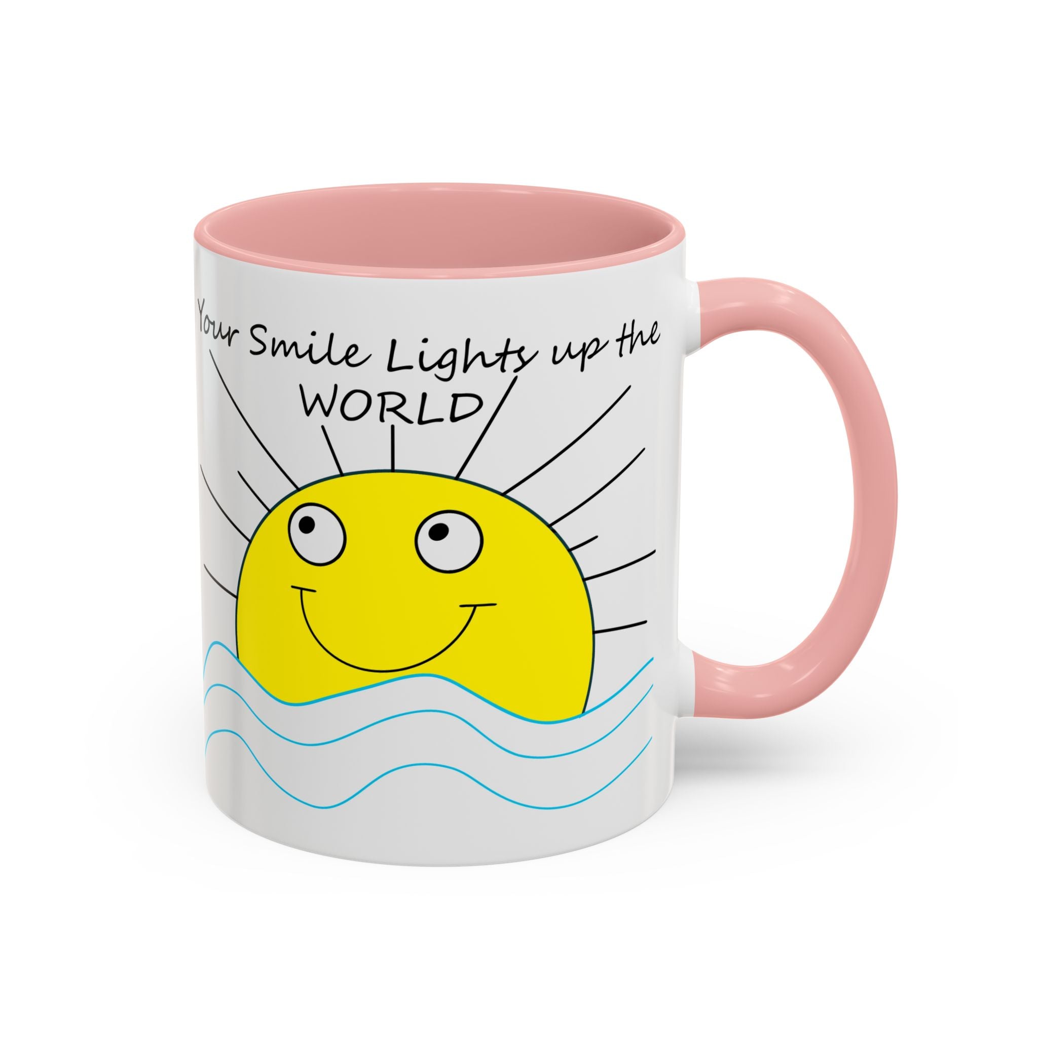 Your Smile Lights Up the World Coffee Mug, Positive Vibe, Sunshine, Happy thoughts, Smiling Sun