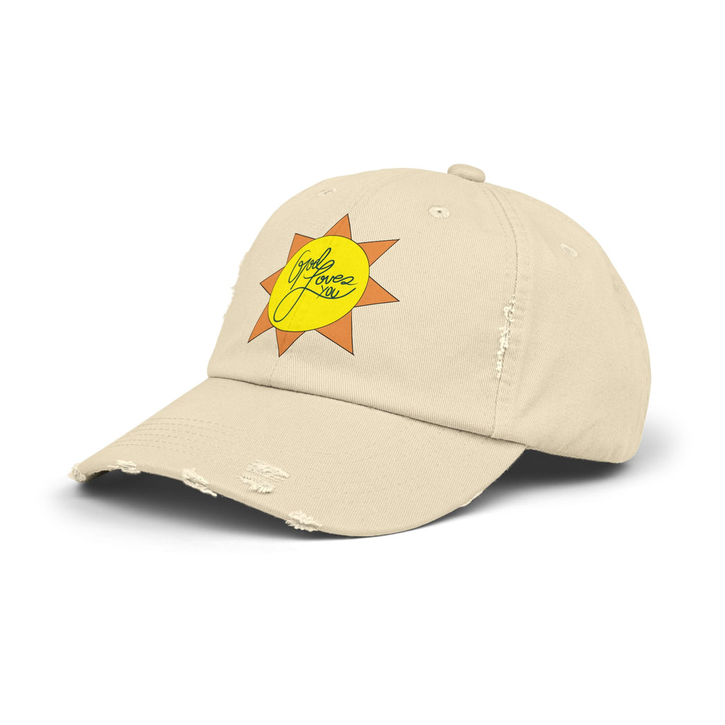 Christian, Religious, Faith gift, Positive Inspirational Good Vibes Sun Cap | Distressed Baseball Hat
