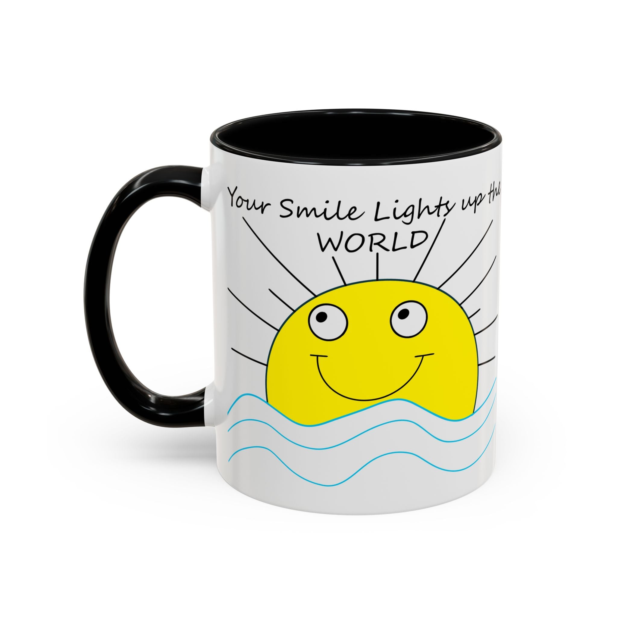 Your Smile Lights Up the World Coffee Mug, Positive Vibe, Sunshine, Happy thoughts, Smiling Sun