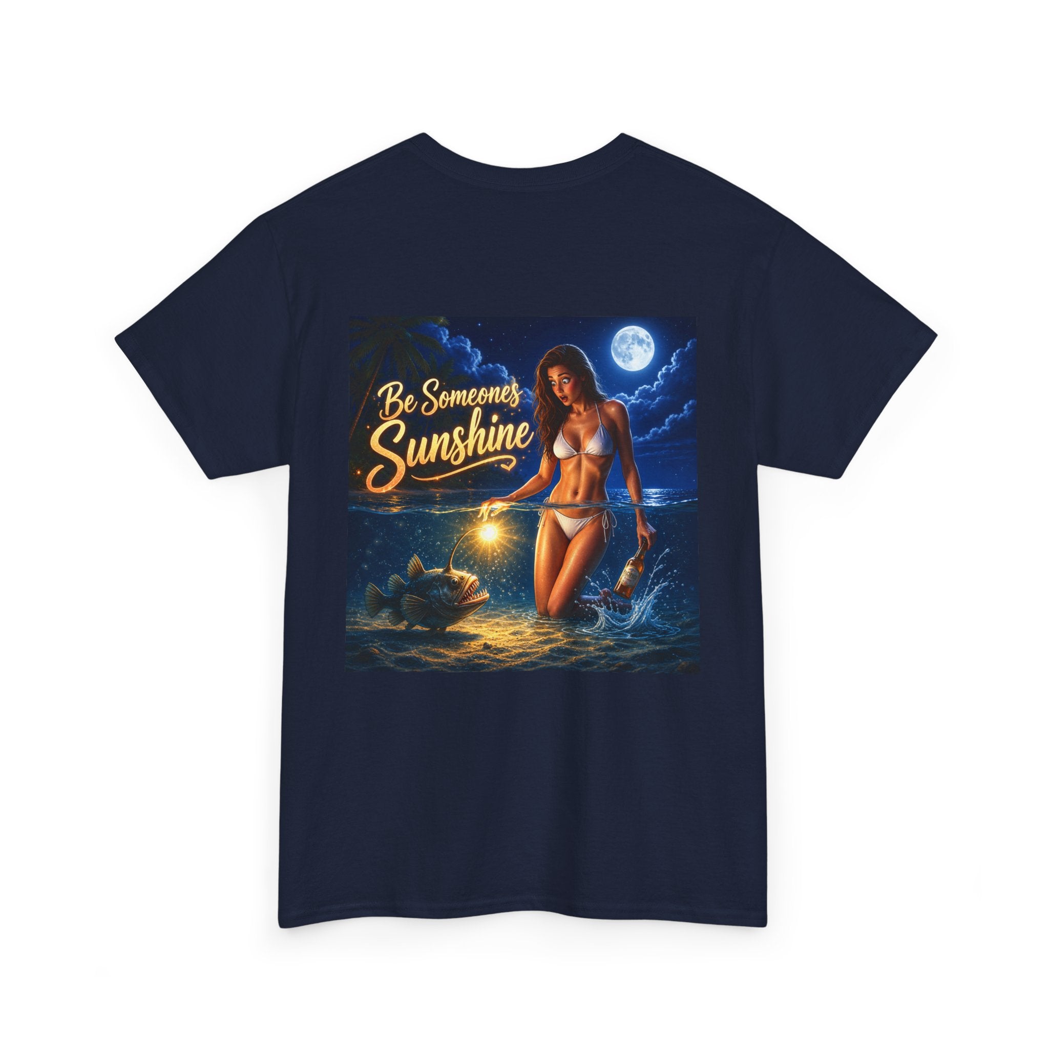 Funny Gift, Silly, Be the Sunshine - Angler Fish with Babe - Unisex Heavy Cotton Tee