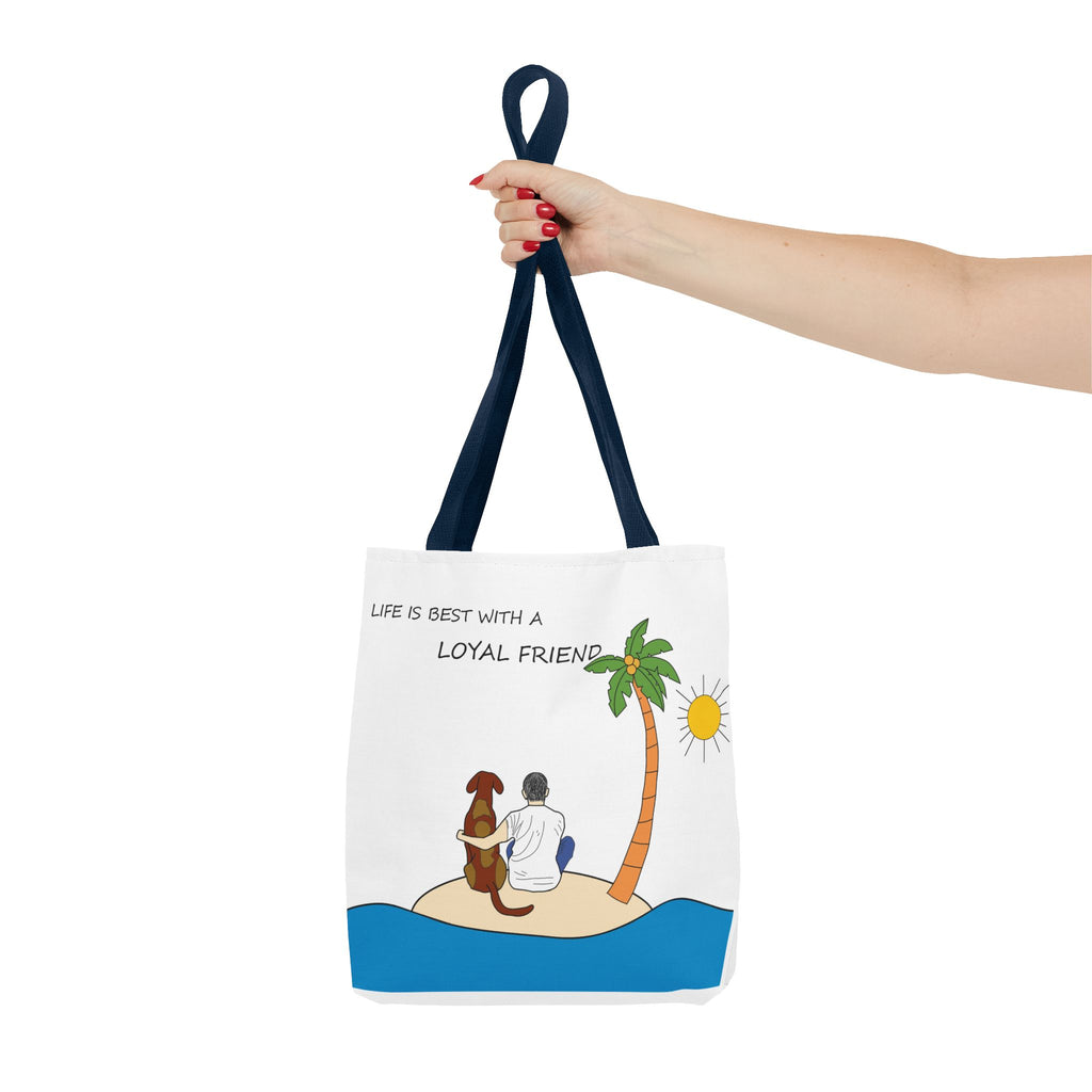 Life Is Best With A Loyal Friend Tote Bag | Dog Lover Beach Illustration