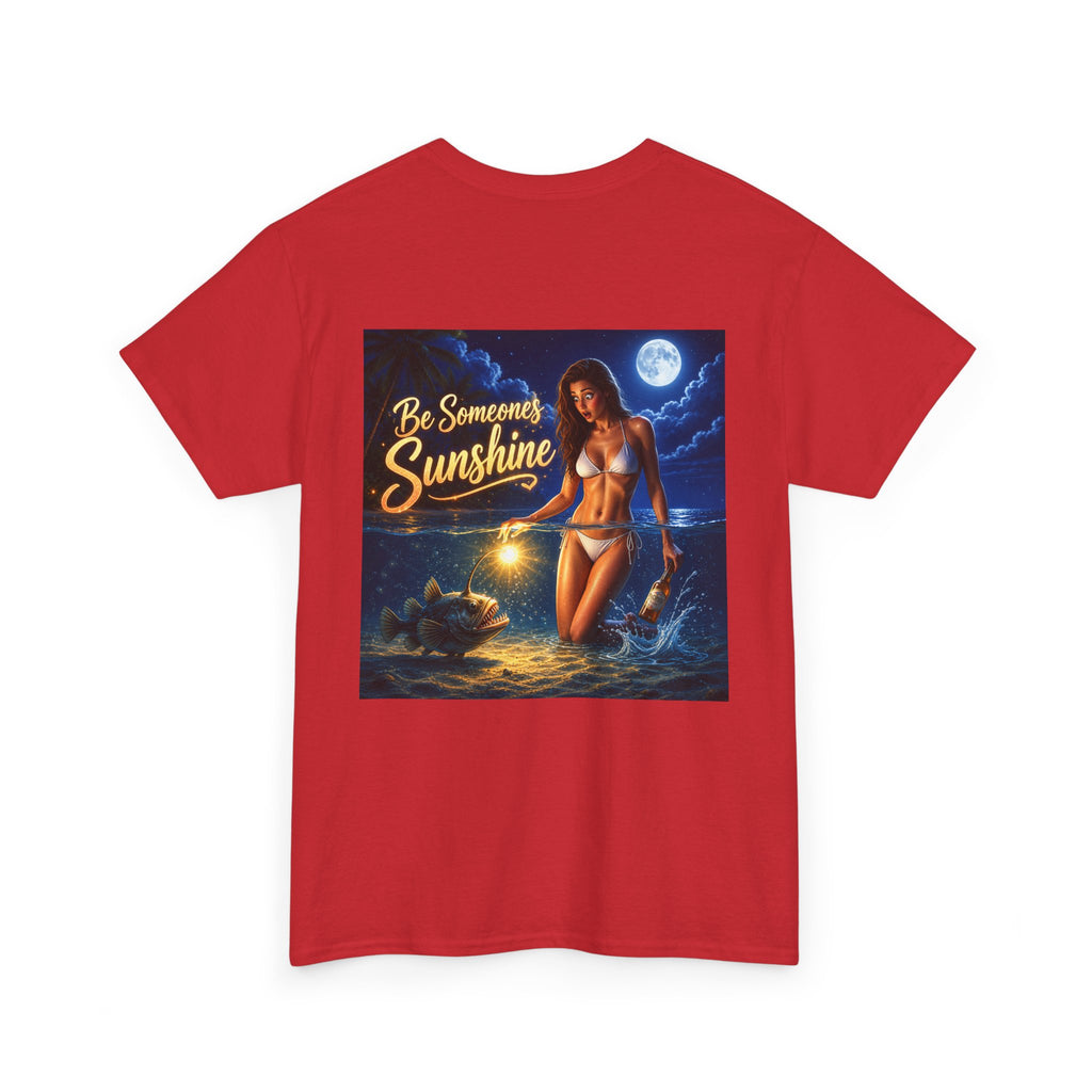 Funny Gift, Silly, Be the Sunshine - Angler Fish with Babe - Unisex Heavy Cotton Tee