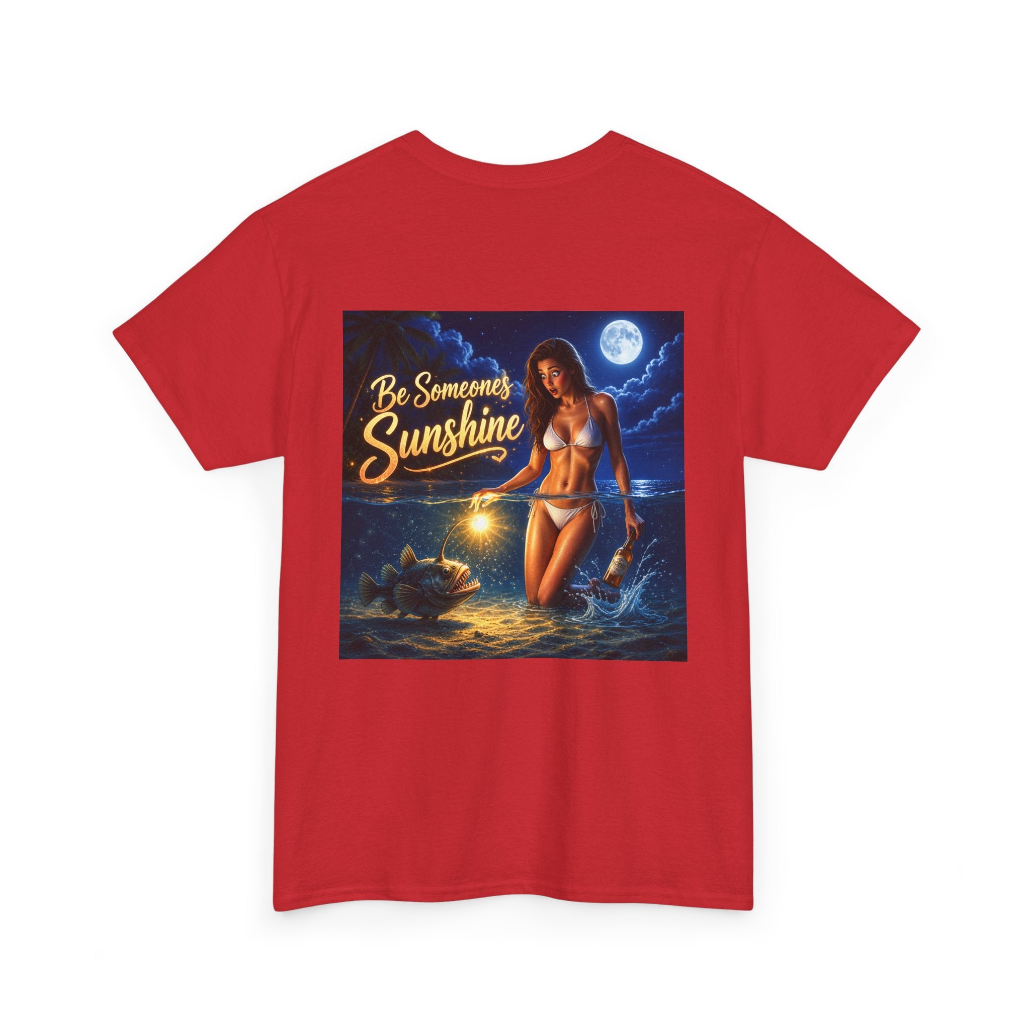 Funny Gift, Silly, Be the Sunshine - Angler Fish with Babe - Unisex Heavy Cotton Tee