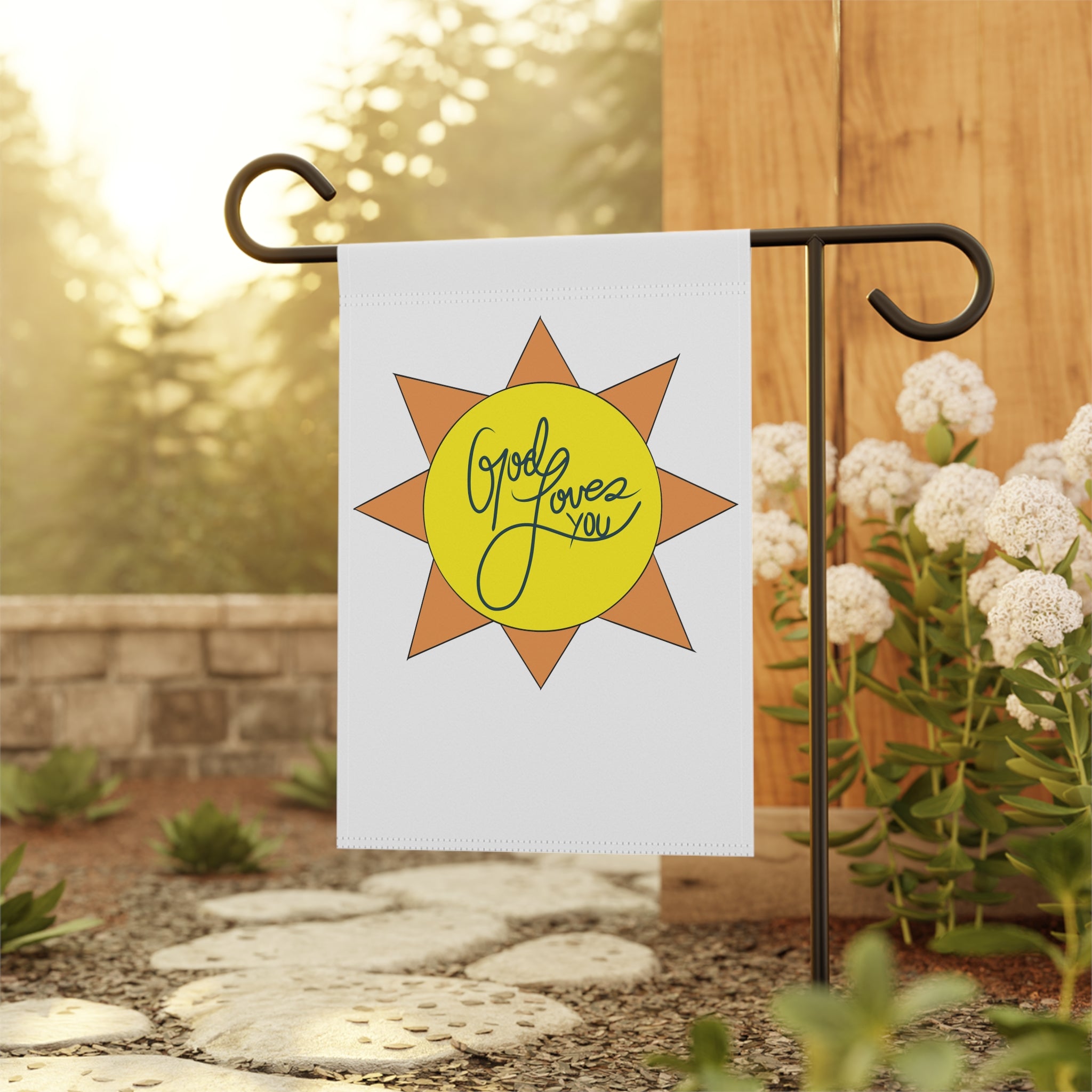 Good Loves You Sun Illustration Garden Flag | House Banner