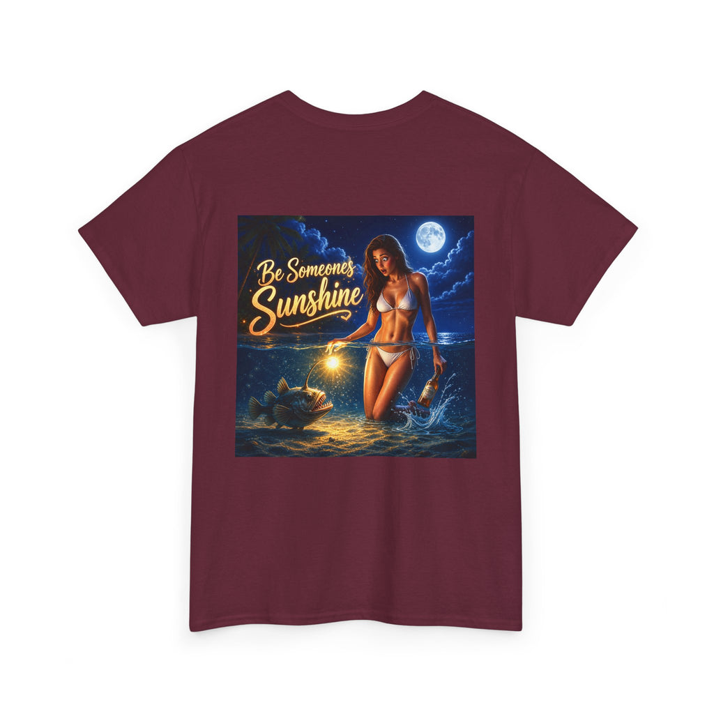 Funny Gift, Silly, Be the Sunshine - Angler Fish with Babe - Unisex Heavy Cotton Tee