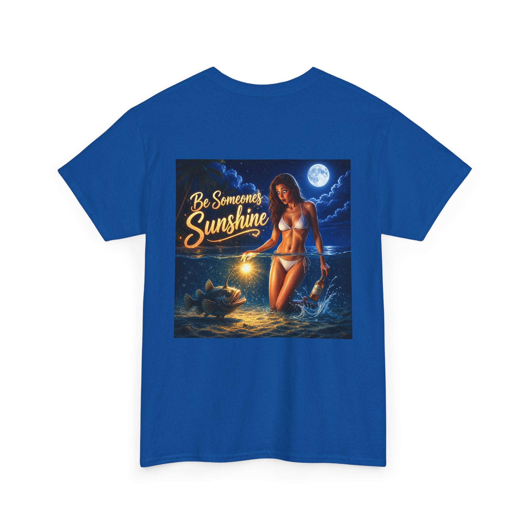 Funny Gift, Silly, Be the Sunshine - Angler Fish with Babe - Unisex Heavy Cotton Tee