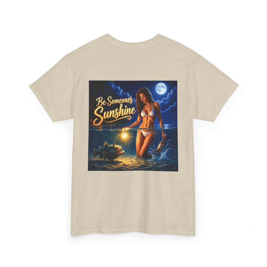 Funny Gift, Silly, Be the Sunshine - Angler Fish with Babe - Unisex Heavy Cotton Tee