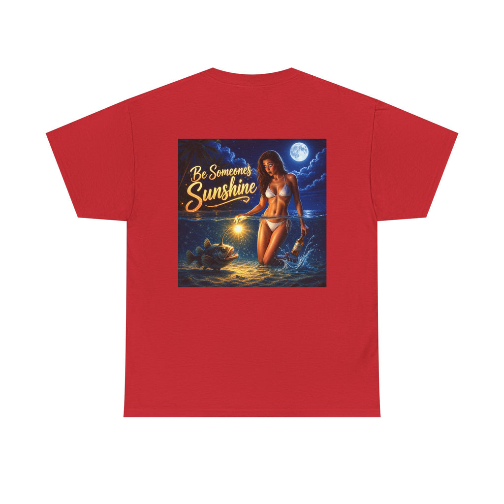 Funny Gift, Silly, Be the Sunshine - Angler Fish with Babe - Unisex Heavy Cotton Tee