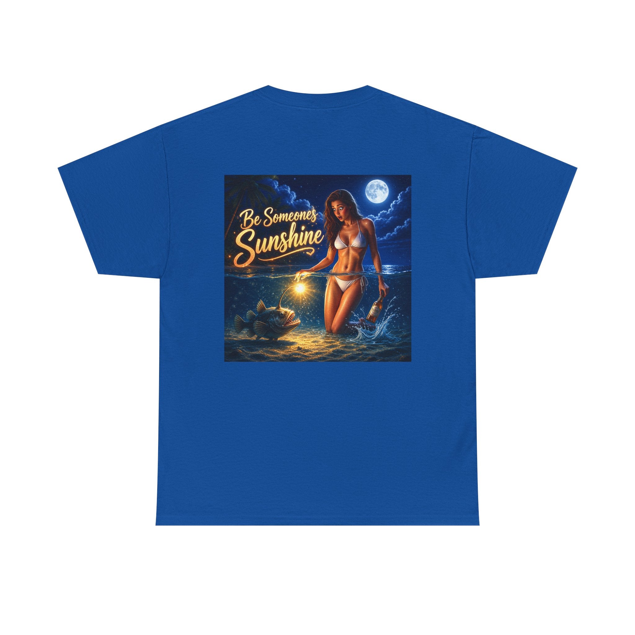 Funny Gift, Silly, Be the Sunshine - Angler Fish with Babe - Unisex Heavy Cotton Tee