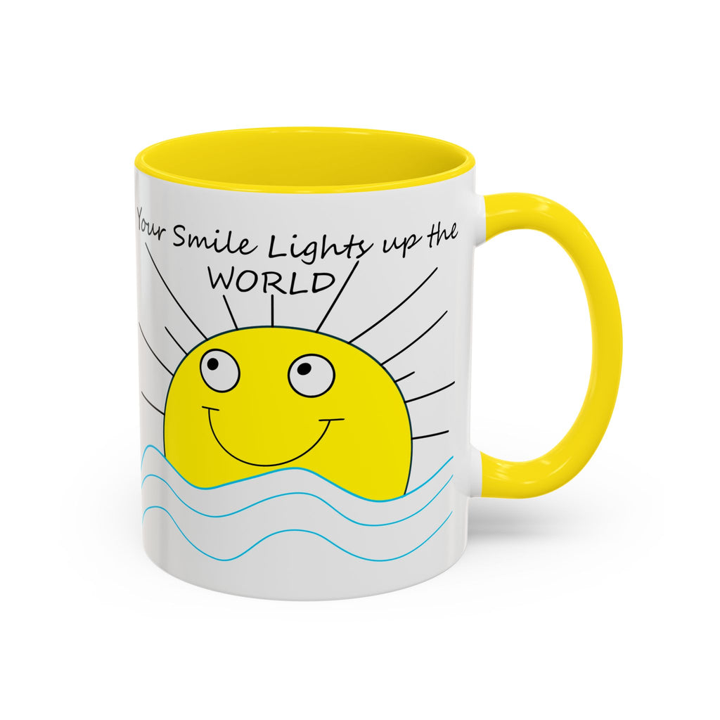 Your Smile Lights Up the World Coffee Mug, Positive Vibe, Sunshine, Happy thoughts, Smiling Sun