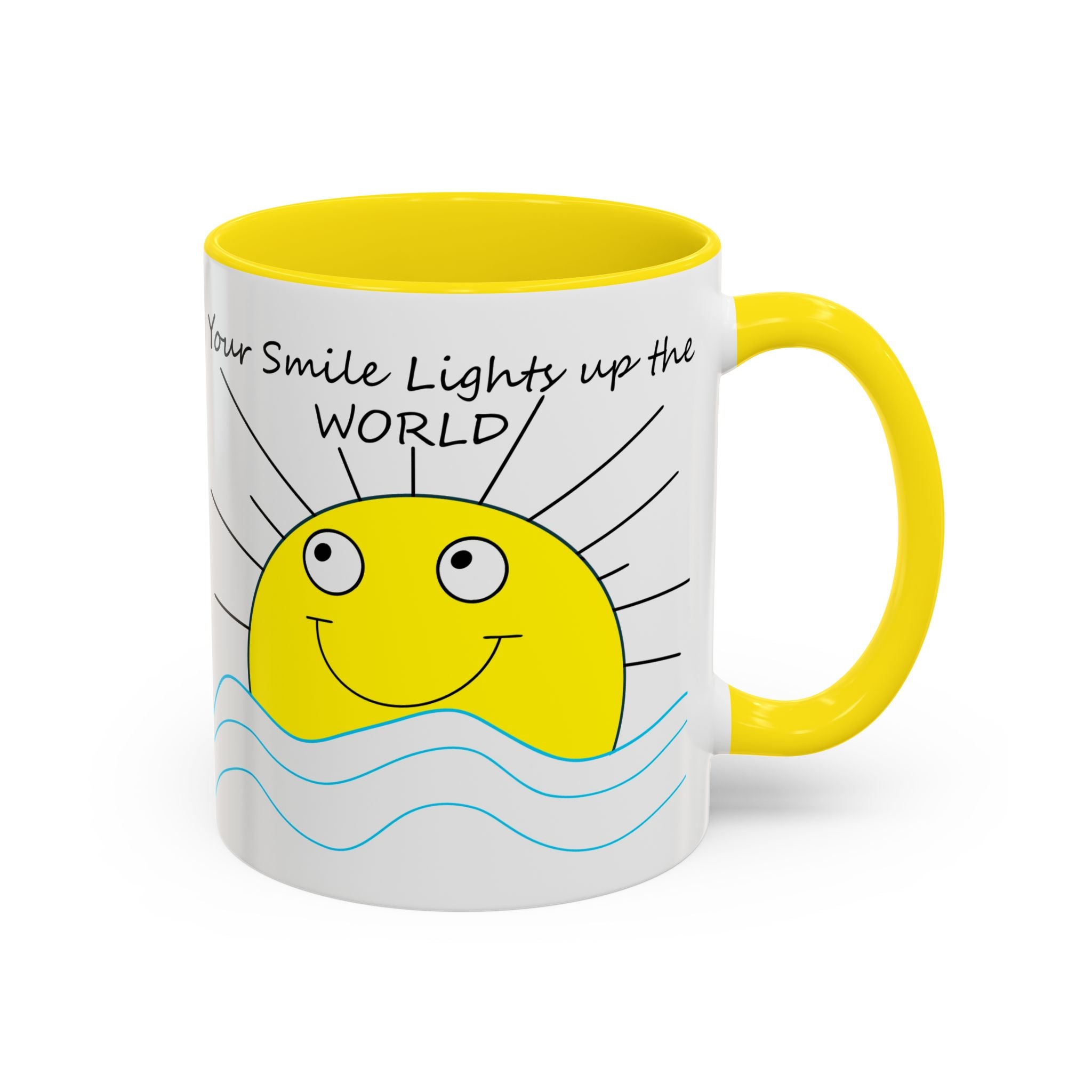 Your Smile Lights Up the World Coffee Mug, Positive Vibe, Sunshine, Happy thoughts, Smiling Sun