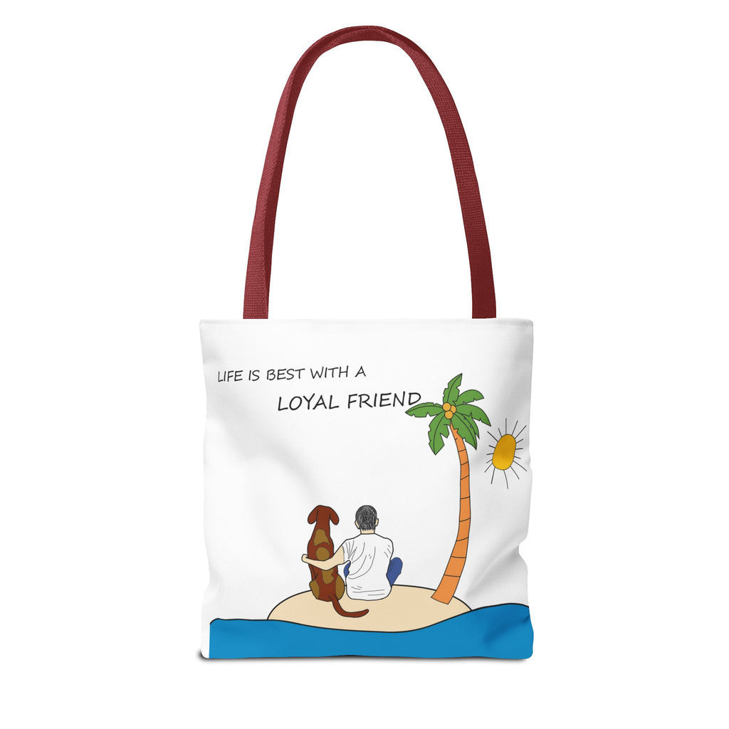 Life Is Best With A Loyal Friend Tote Bag | Dog Lover Beach Illustration