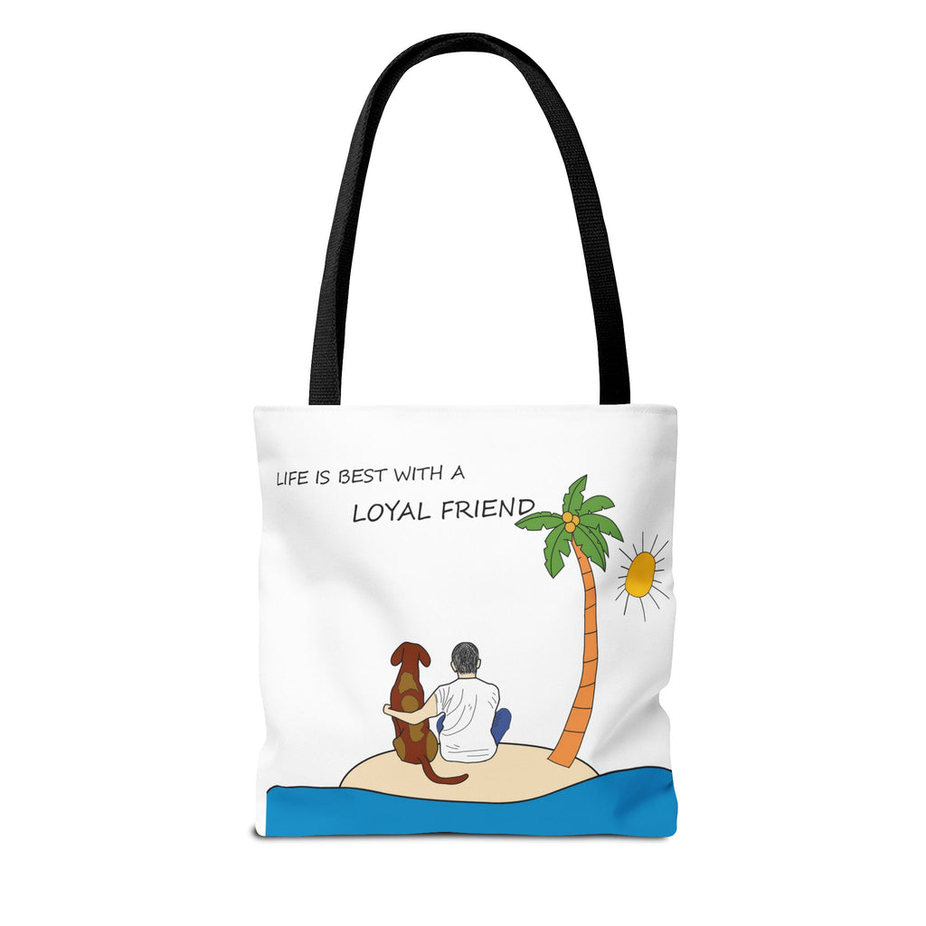 Life Is Best With A Loyal Friend Tote Bag | Dog Lover Beach Illustration